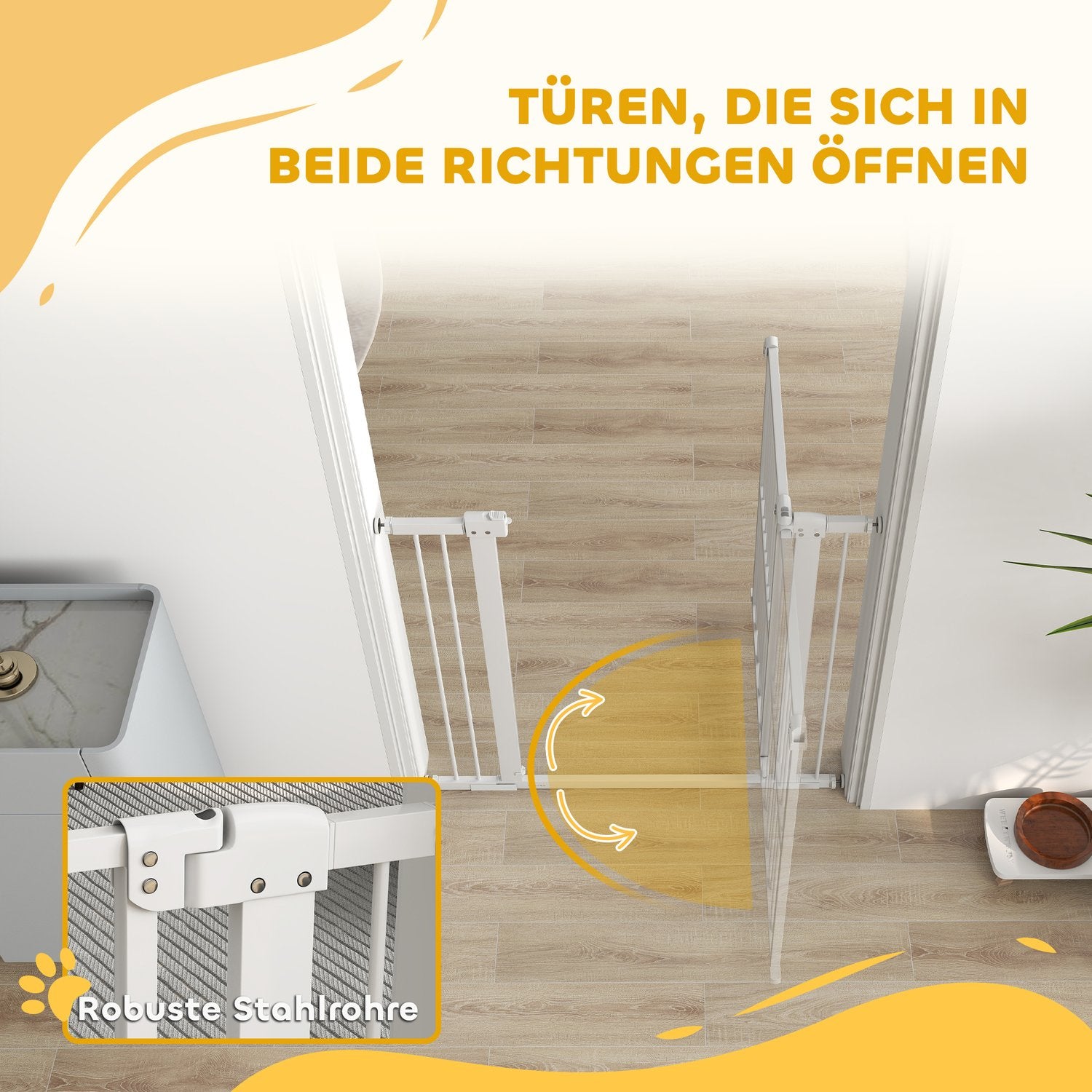 Dog Door Gate, 76-104 cm, No-Drill, Låsbar, Stål