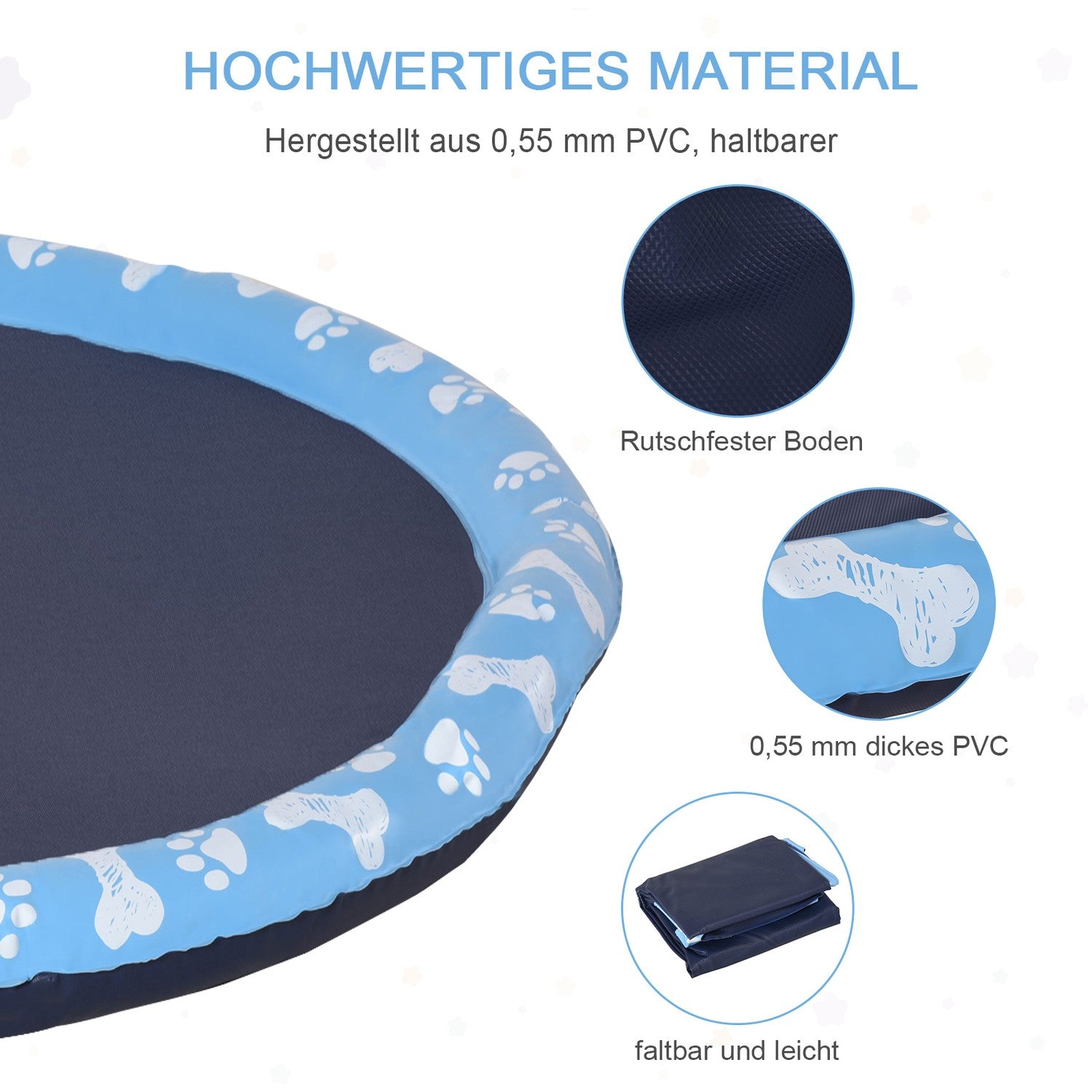 Dog Splash Sprinkler Pad, 170cm Anti-Slip PVC Mat
