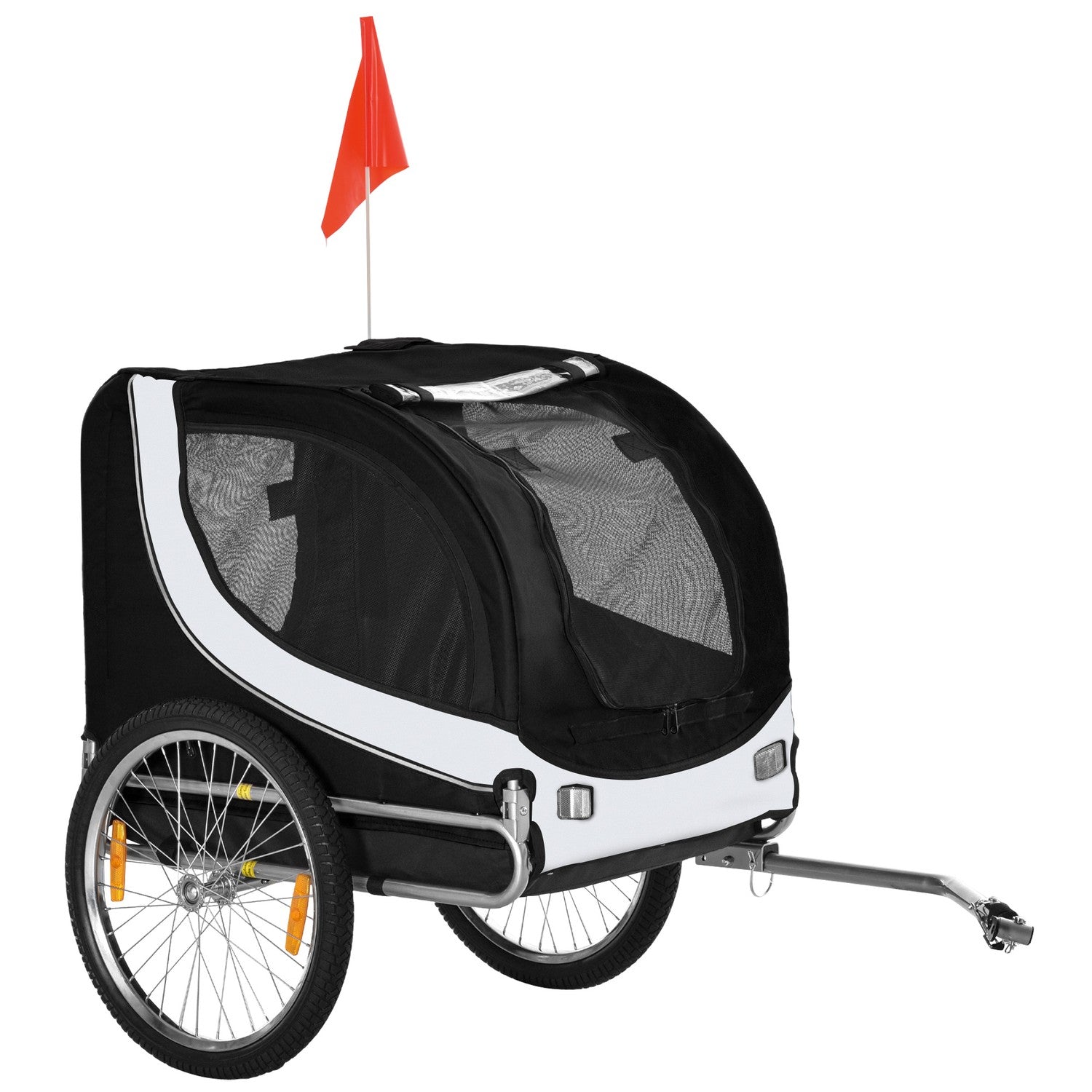 Hundcykelvagn, Vit & Svart, 130x73x90 cm