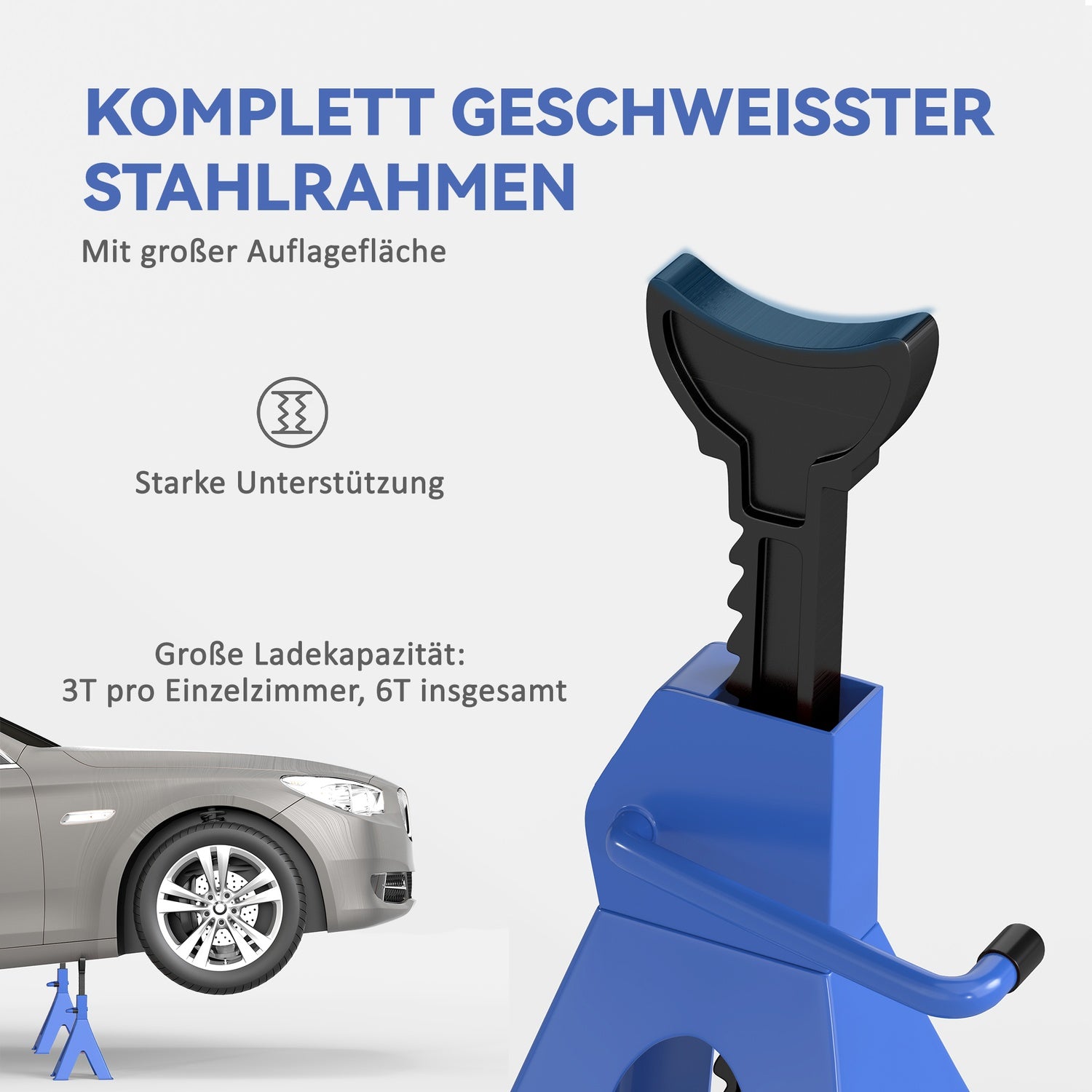 Domkraftsstativ med 3-tons lastkapacitet, justerbara i höjdled, set om 2
