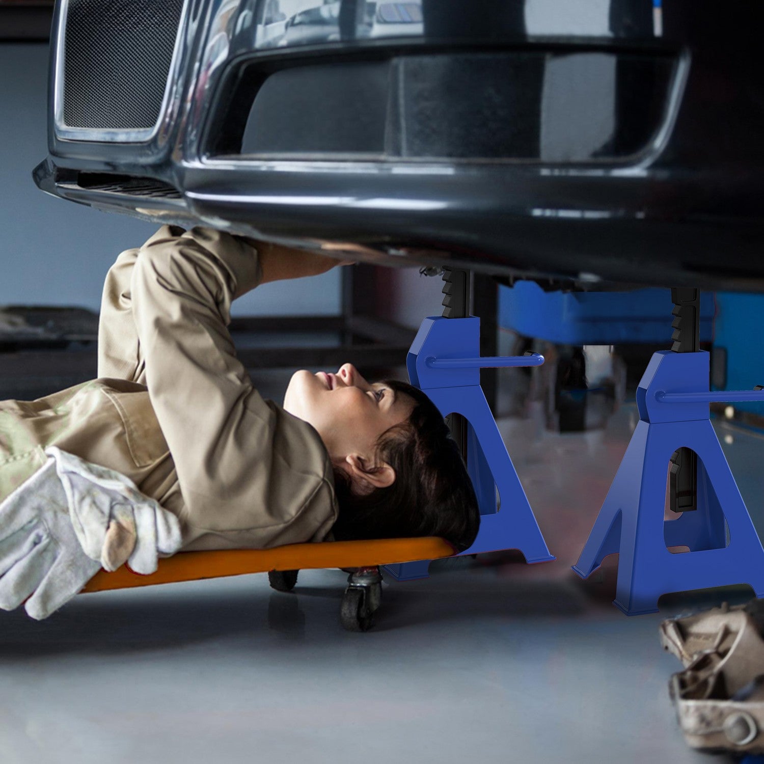 Domkraftsstativ med 3-tons lastkapacitet, justerbara i höjdled, set om 2