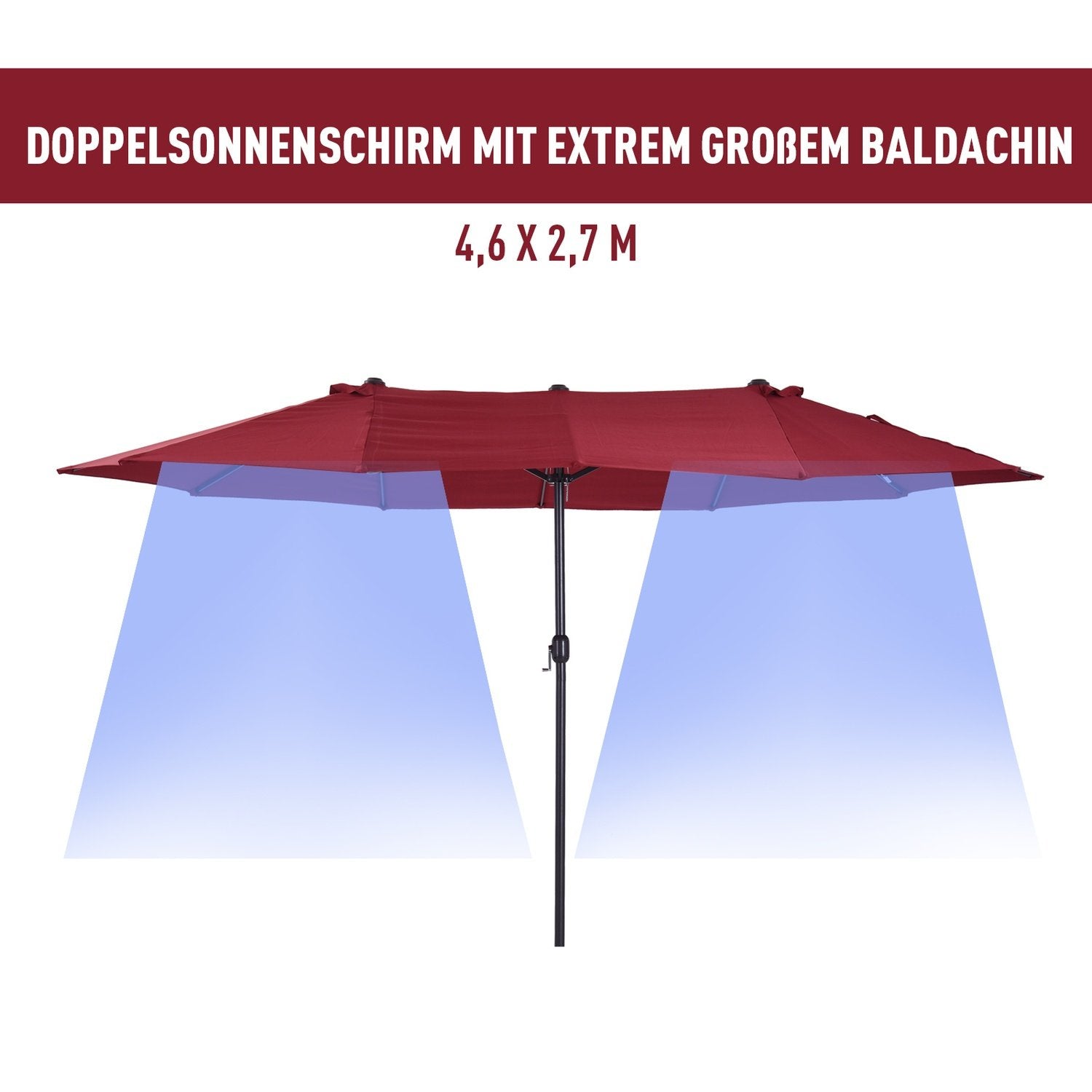 Parasol Garden Paraply Market Paraply Double Parasol Patio Paraply Med Handvev Vinröd Oval 460 X 270 X 240 Cm