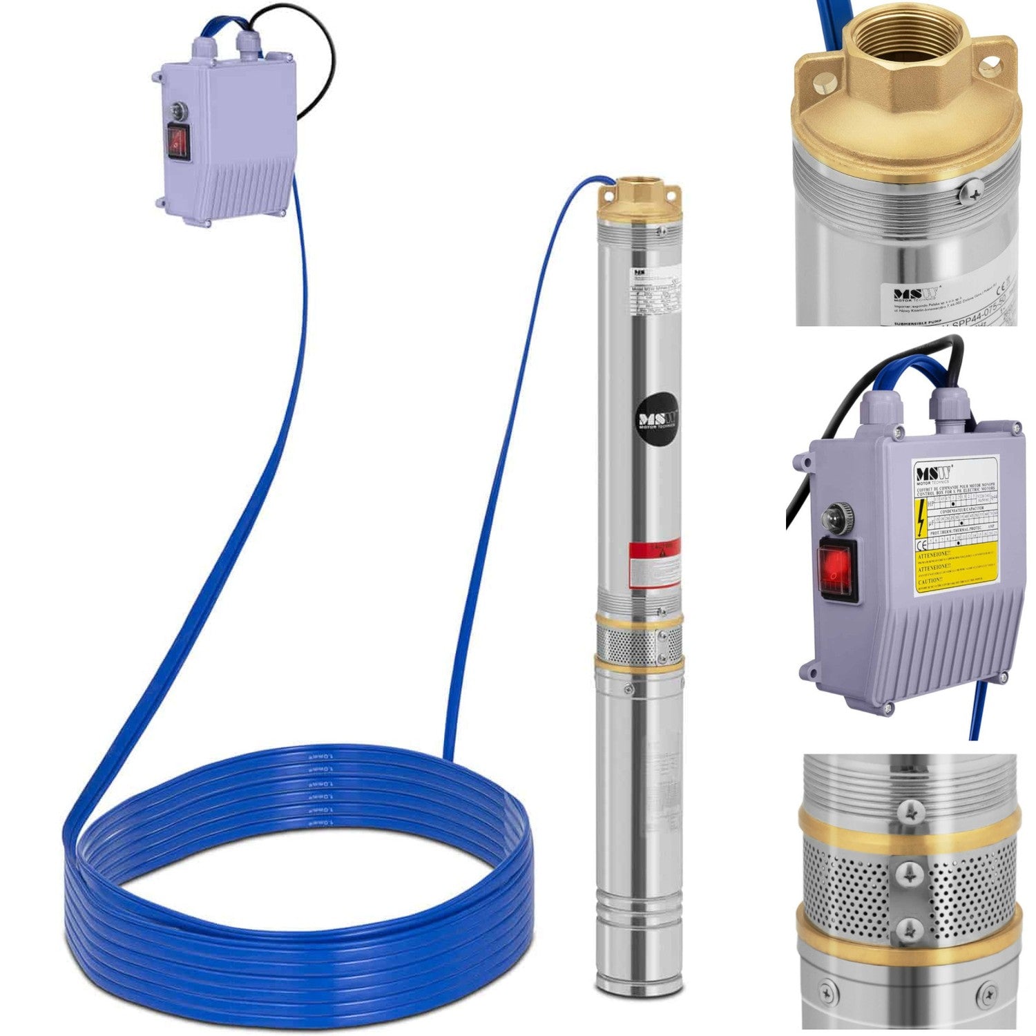 Dränkbar pump för djupbrunn STAL 100 W 6000 l/h upp till 72 m