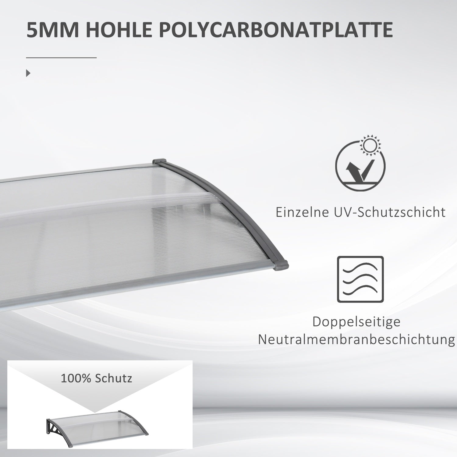 Dörrkapell – polykarbonat, aluminium, 110x60 cm, grå