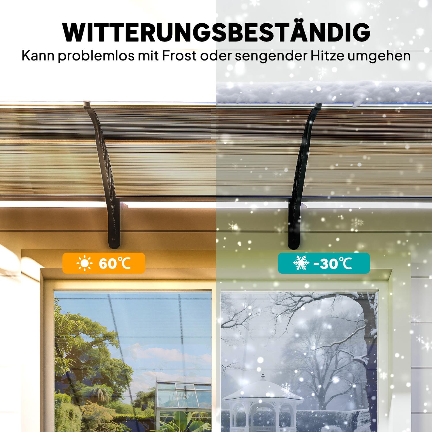 Dörrkapell, väderbeständig, brun, 303x96x27 cm, aluminium