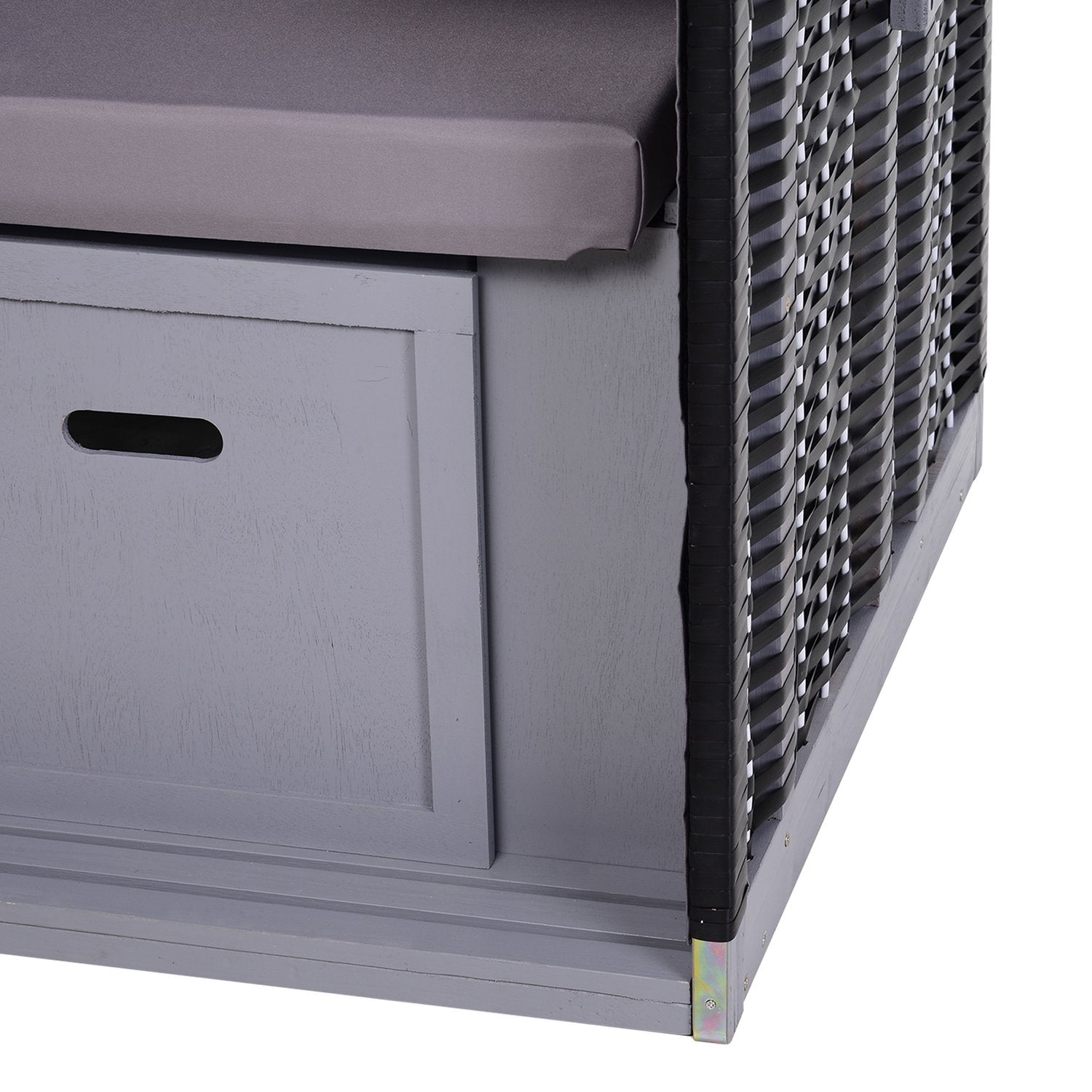 Dubbel fåtölj solstol, PE rotting, mugghållare, grå