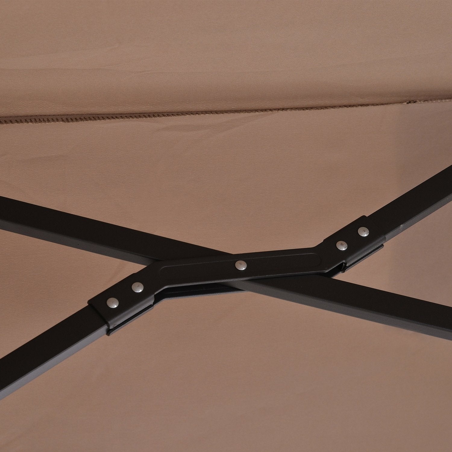 Dubbelt fribärande paraply, justerbart solskydd, brunt