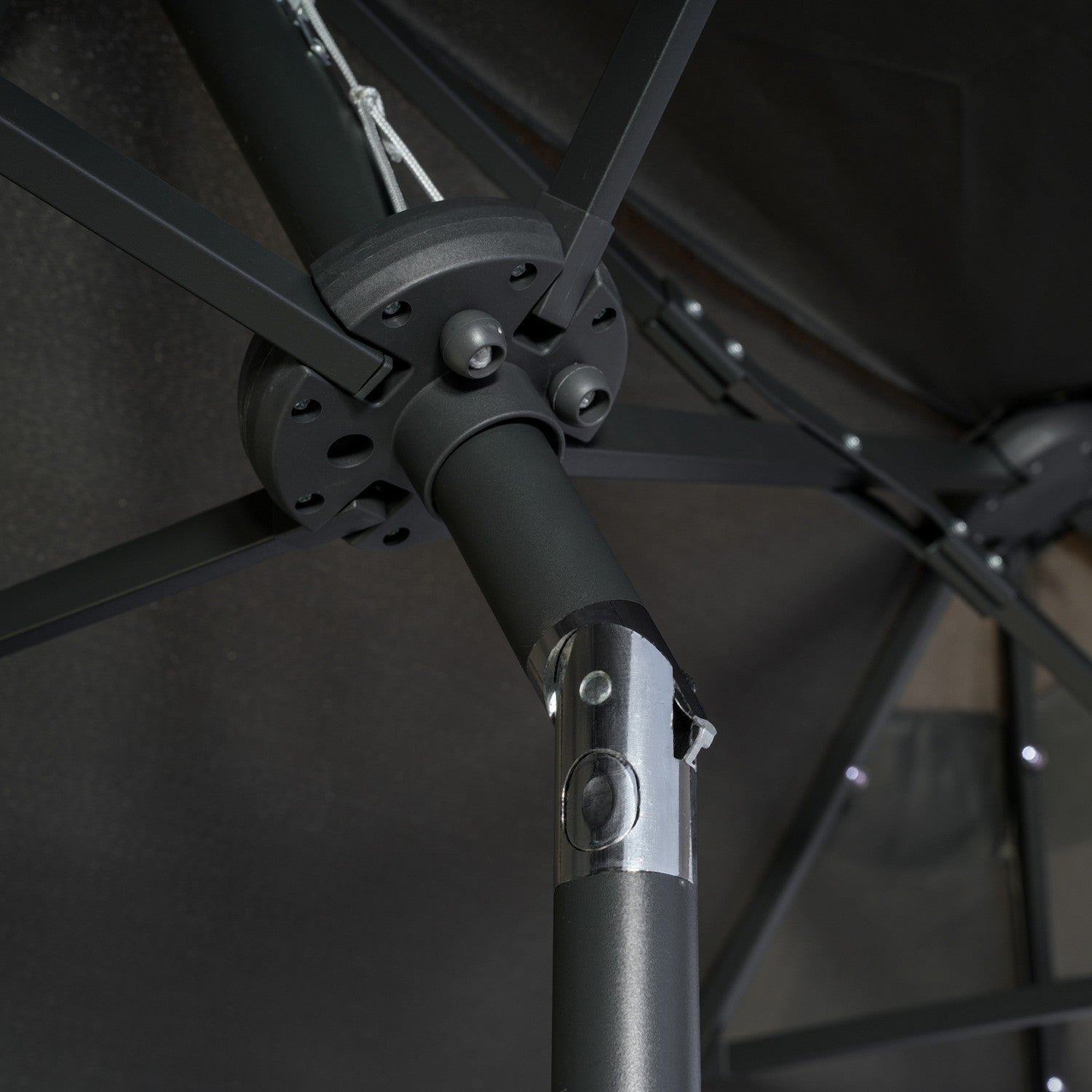 Dubbel trädgårdsparasoll, 295x219cm, vindtät med LED & Tilt