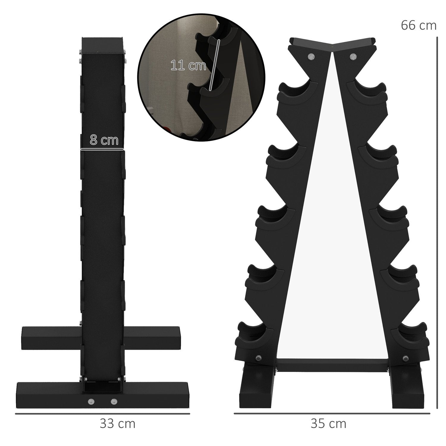 Hantelstativ, manualstativ for 10 manualer, manualstativ med 5 nivåer, hantelstativ tåler opptil 100 kg