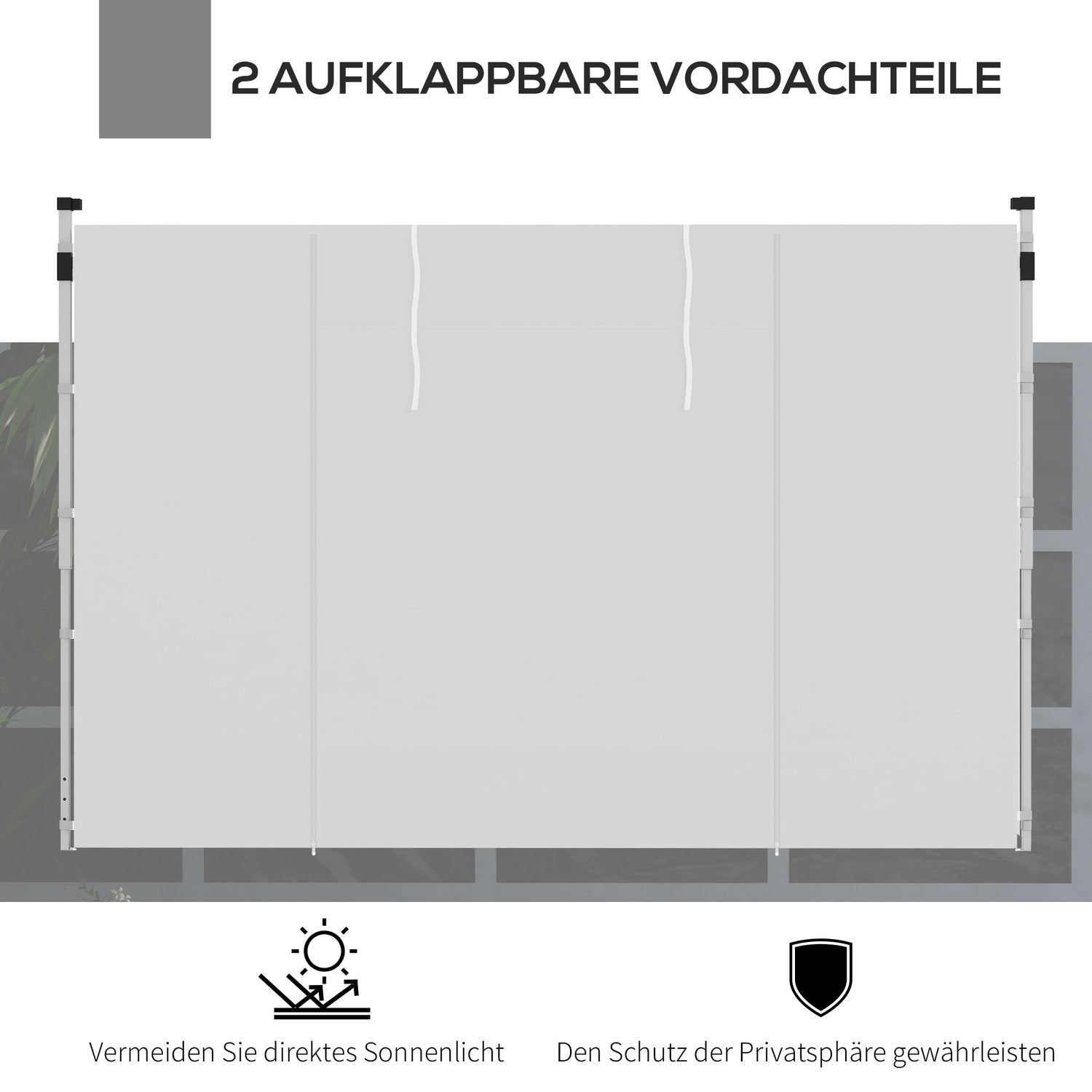 Paviljong Sidepaneler Sett med 2 sidevegger med vindu og dør for 3X3/3X6 M partytelt, Oxford, hvit