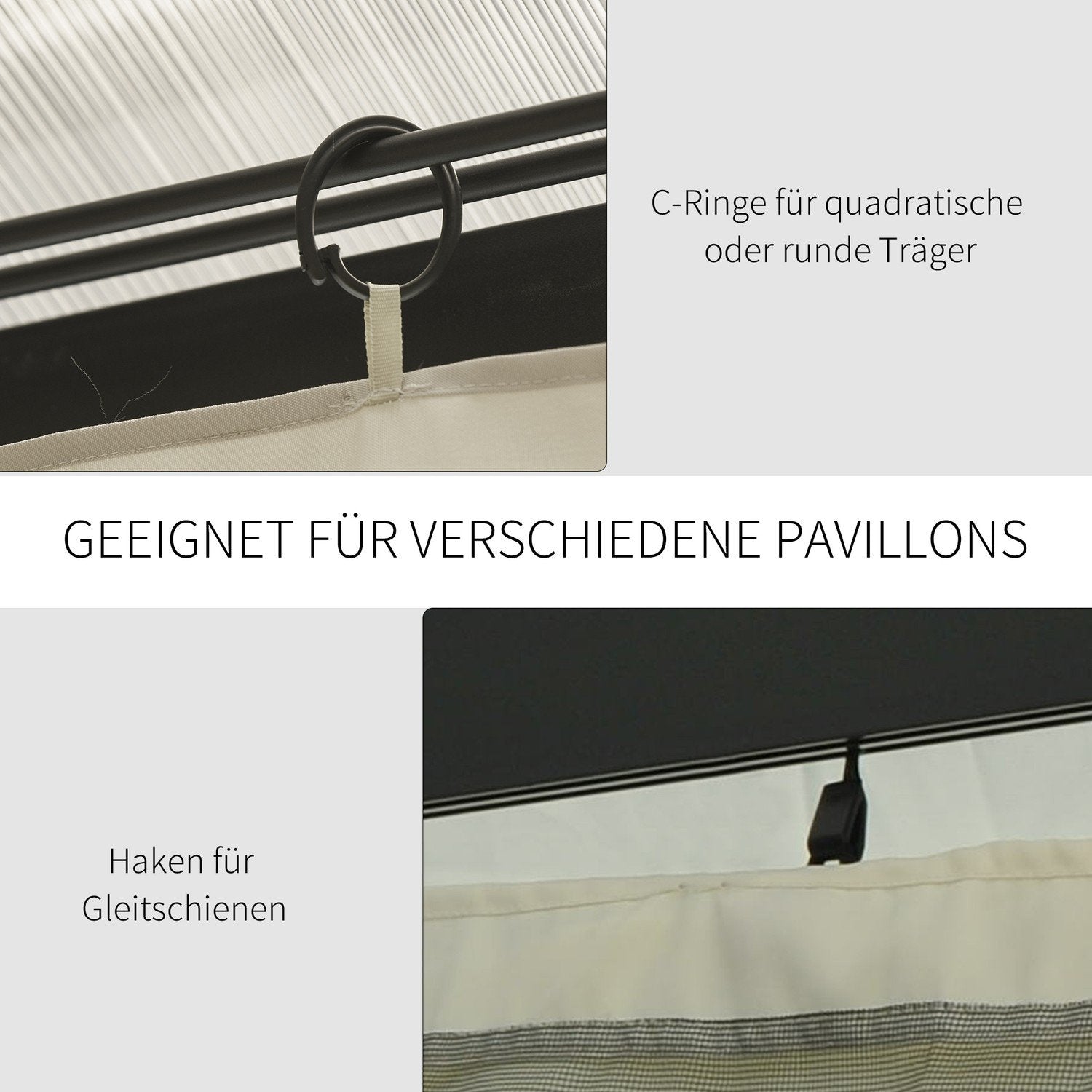 Paviljong 4 Sidepaneler For 3X4 M Hage Paviljong Festtelt Polyester Beige 352 X 205 Cm