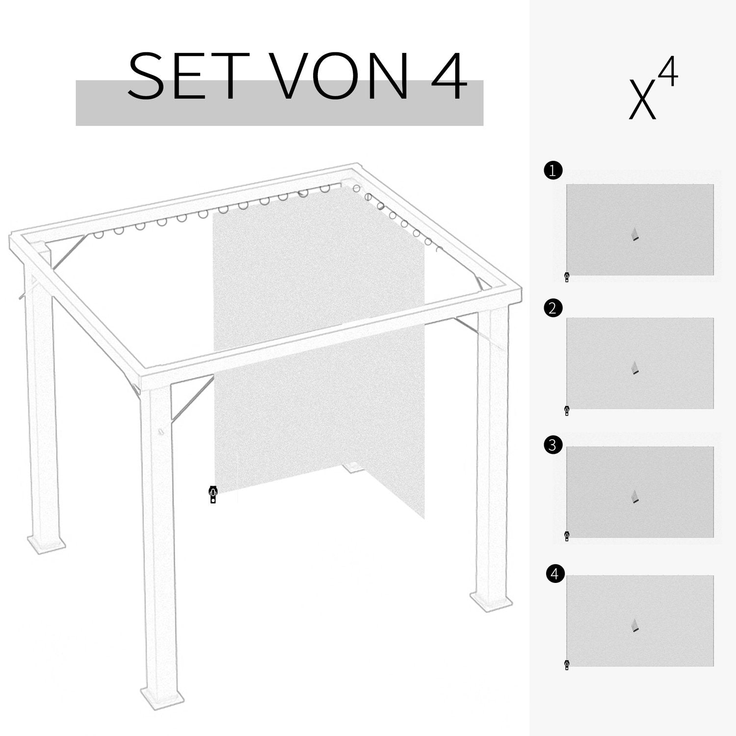 Paviljong 4 Sidepaneler For 3X4 M Hage Paviljong Festtelt Polyester Beige 352 X 205 Cm