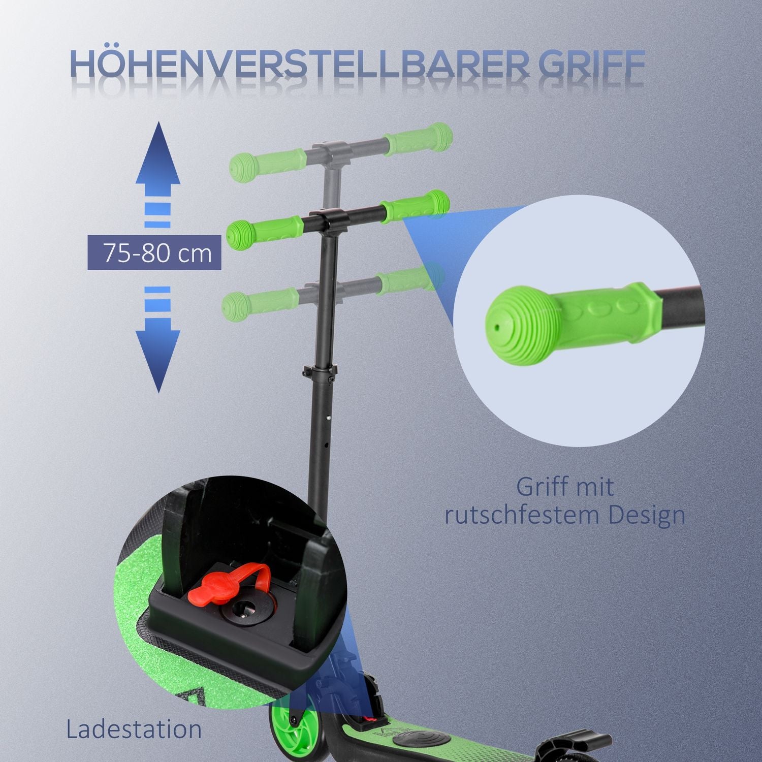 E-Scooter Elskoter 120W Motor 6 km Räckvidd max. 8 km/h Elskoter från 6 år Grön+Vit