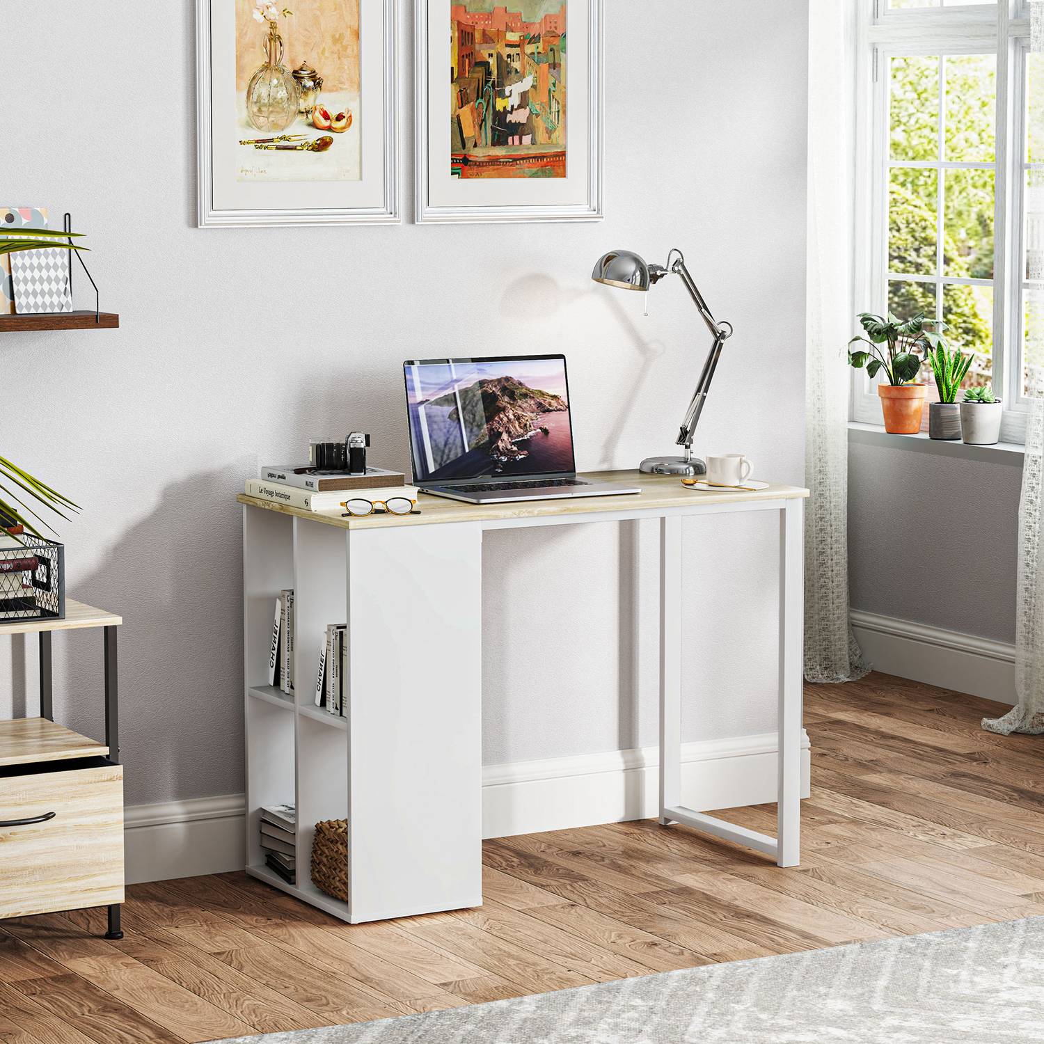 Ek Skrivbord med förvaring – Modern Stålstomme, 100x54x75 cm