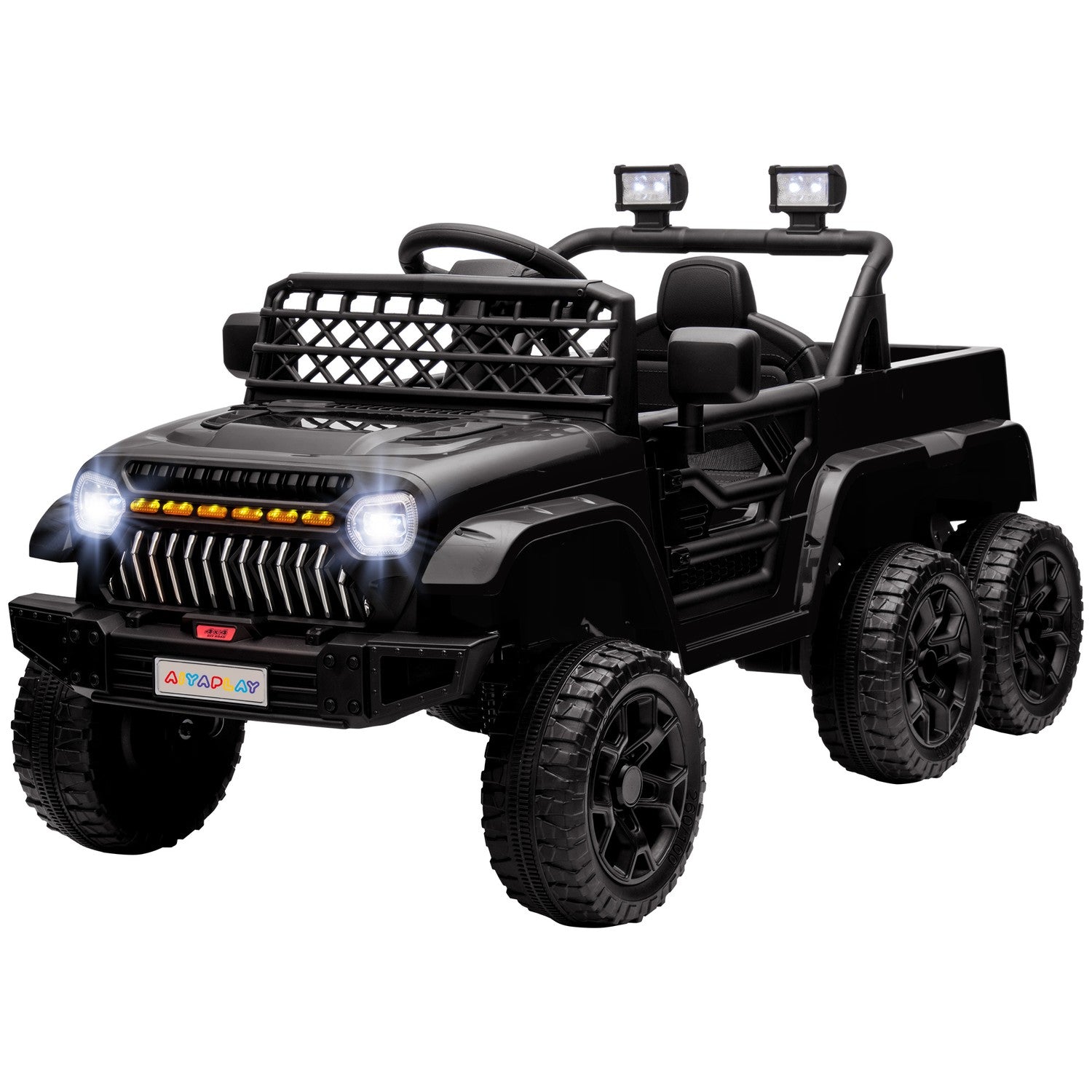 Barns 12V Elbil, Fjärrkontroll, LED-lampor, Svart