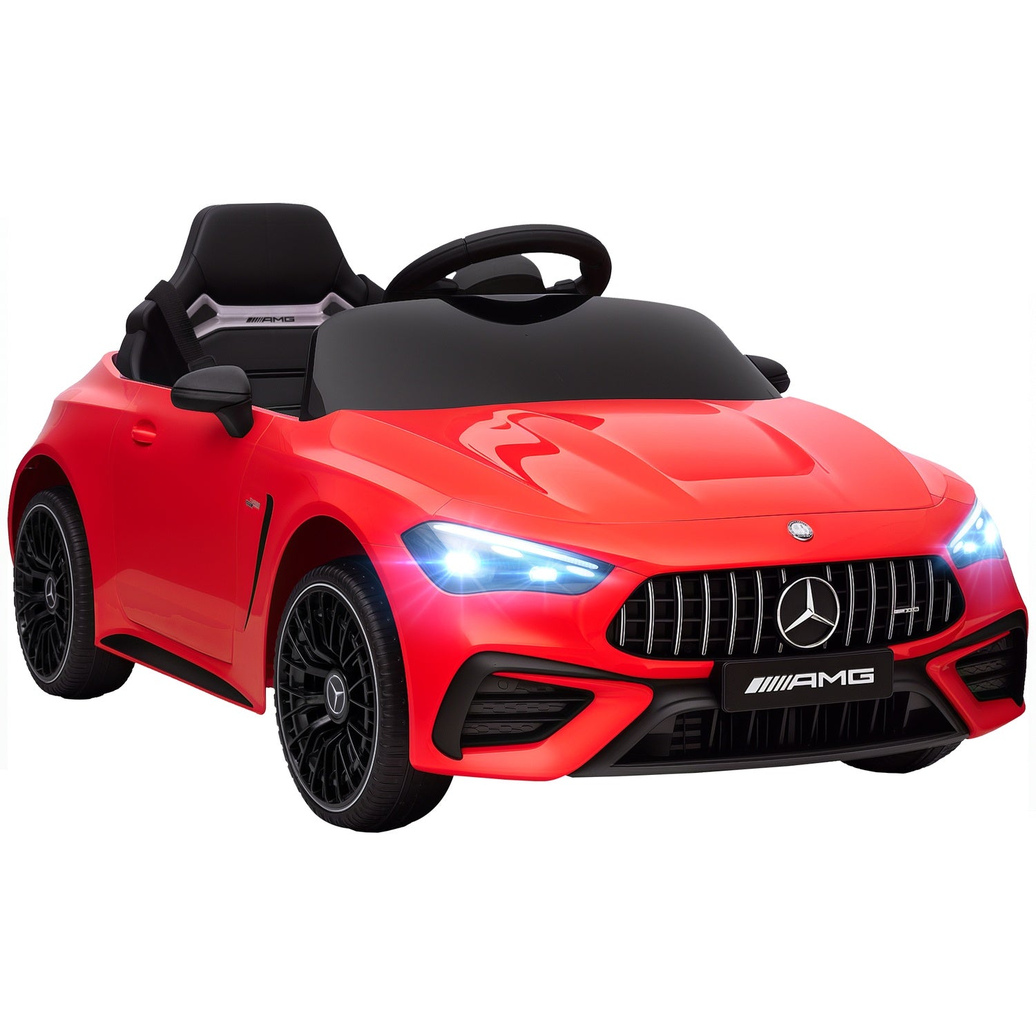 Elbil för barn, Mercedes Design, 12V, Fjärrkontroll, LED, Röd