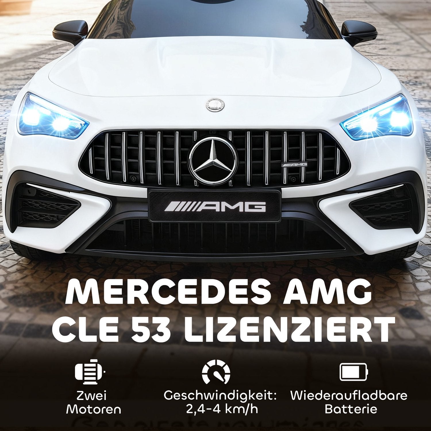 Elbil för barn, Mercedes Design, 12V, Fjärrkontroll, LED, Vit