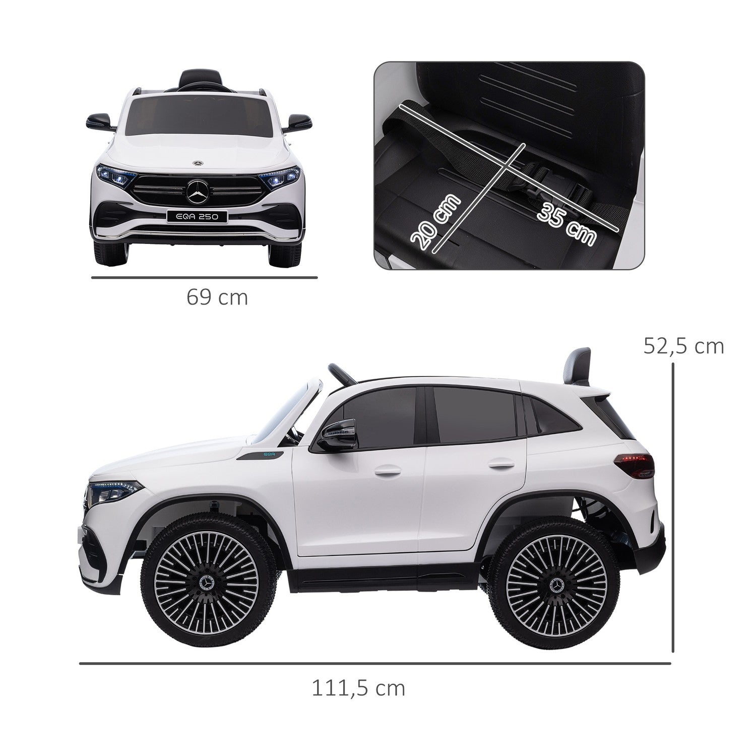 Elbil för barn med fjärrkontroll, MP3 och strålkastare, 3-8 år