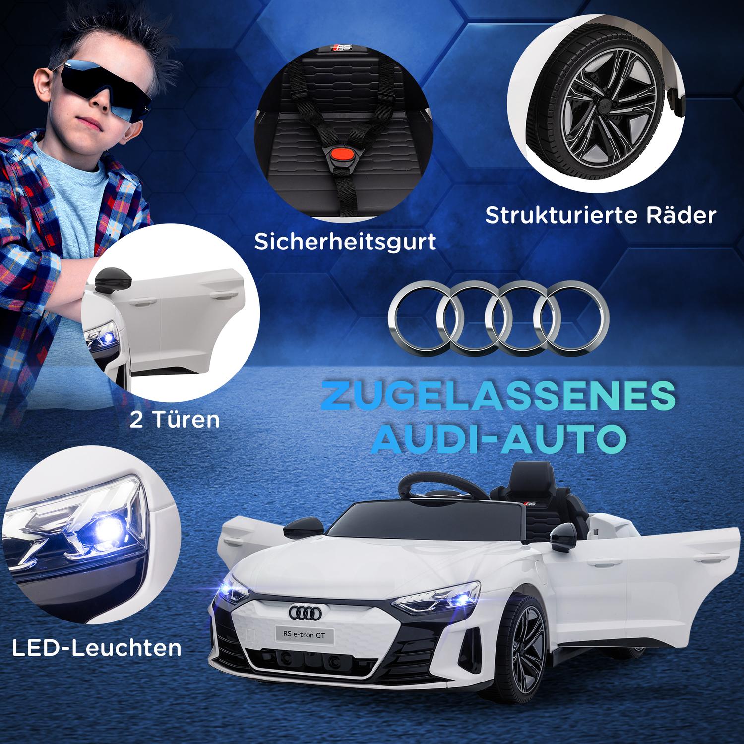 Elbil för barn med fjärrkontroll & musik, 3-5 år, vit