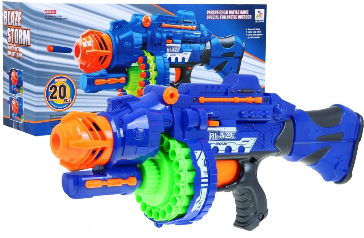 Electric Blue Foam Dart Rifle - 20 Round Magazine