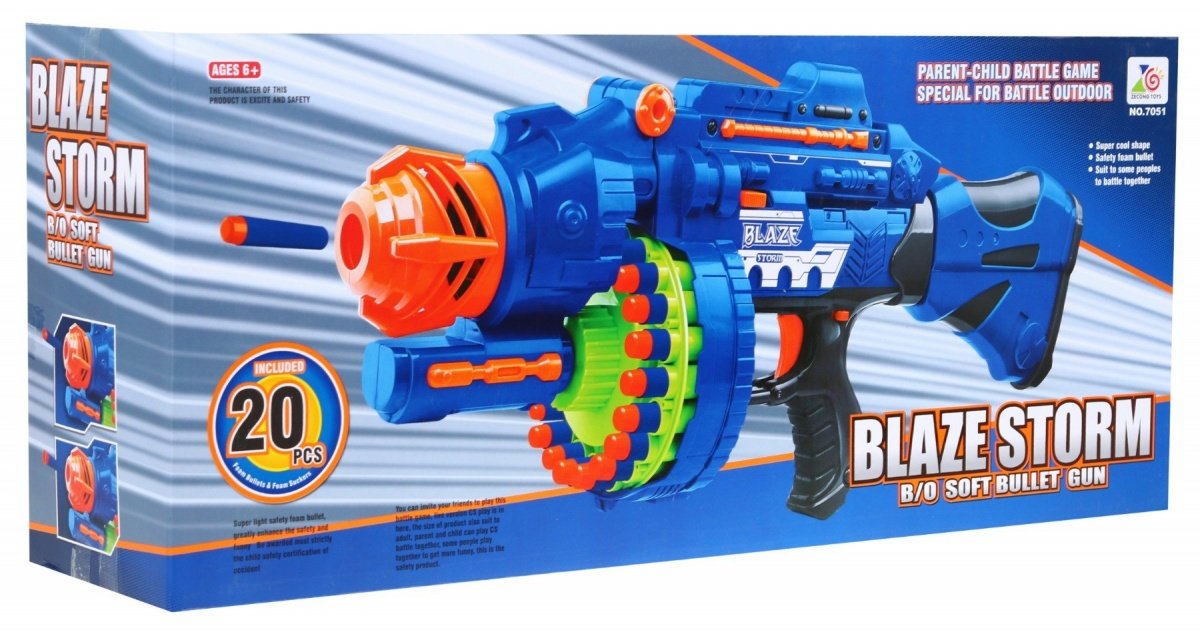 Electric Blue Foam Dart Rifle - 20 Round Magazine