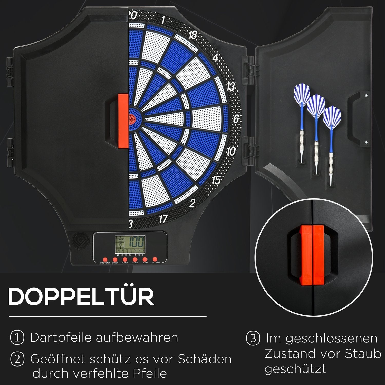 Elektronisk dartbrett darttavle med 12 dart, byttetips, dartmaskin, LCD-skjerm, for 8 spillere