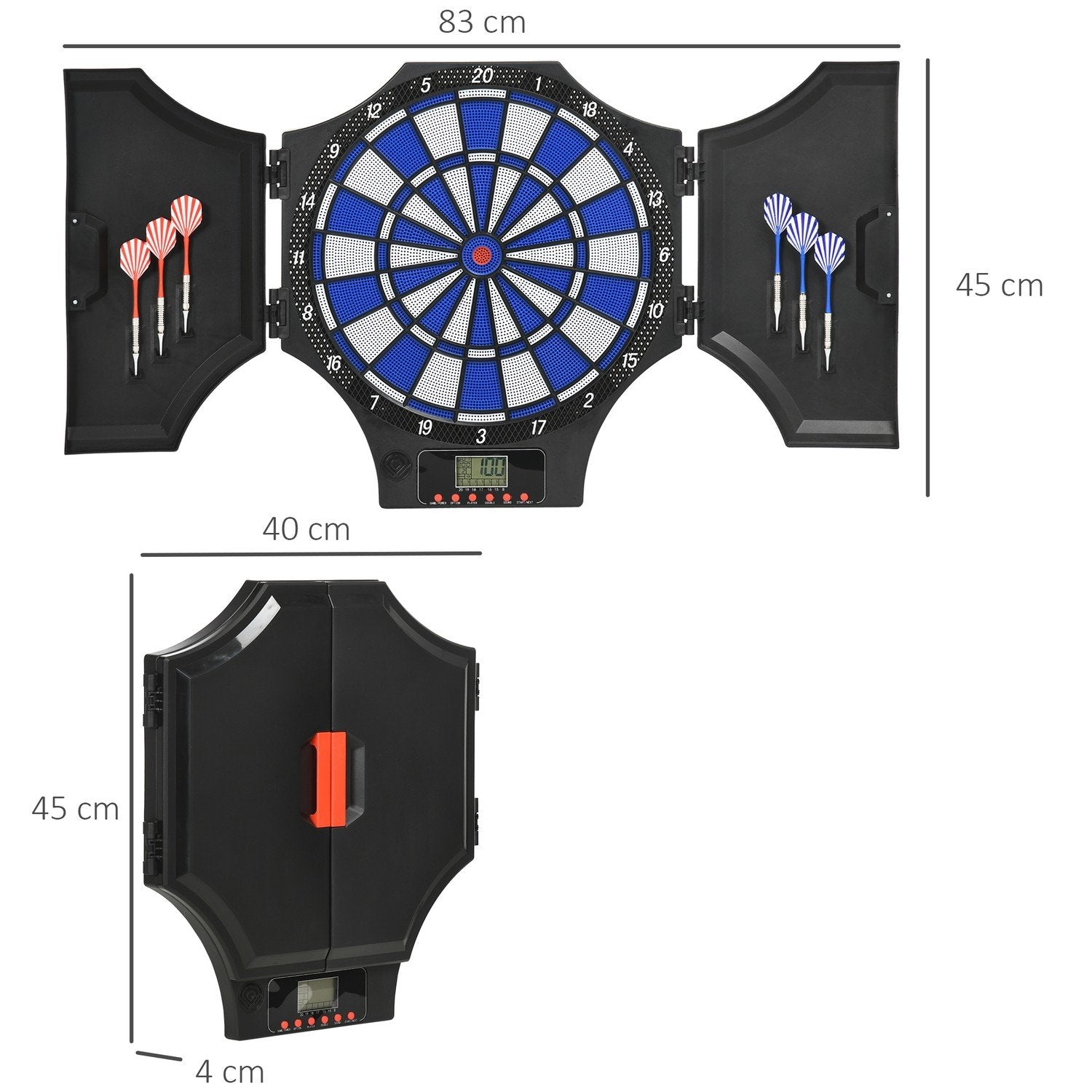 Elektronisk dartbrett darttavle med 12 dart, byttetips, dartmaskin, LCD-skjerm, for 8 spillere