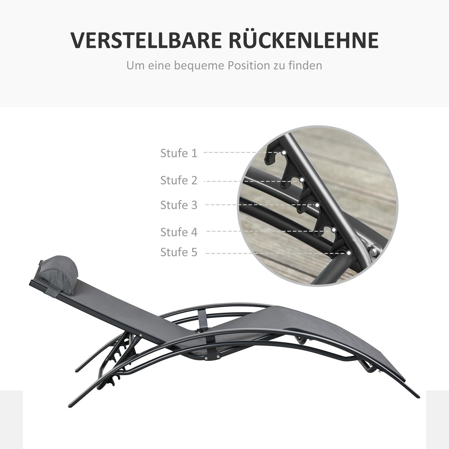 Dekkstol Hage Dekkstol Hagestol Relax stol Dekkstol Aluminium Justerbar Grå 171 X 64 X 82 Cm