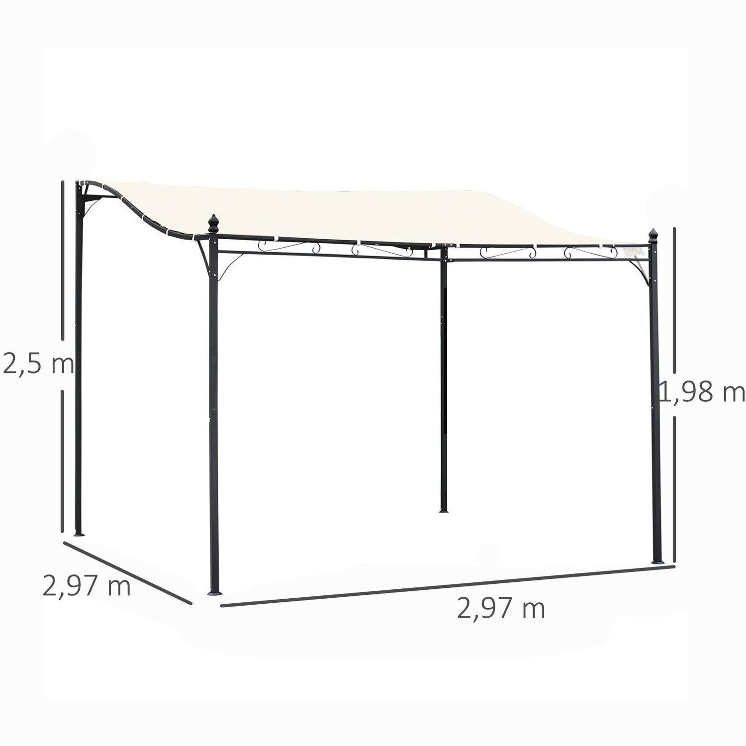 Pergola Garden Gazebo Baldakin Tält Metall, Kräm, 297X297Cm