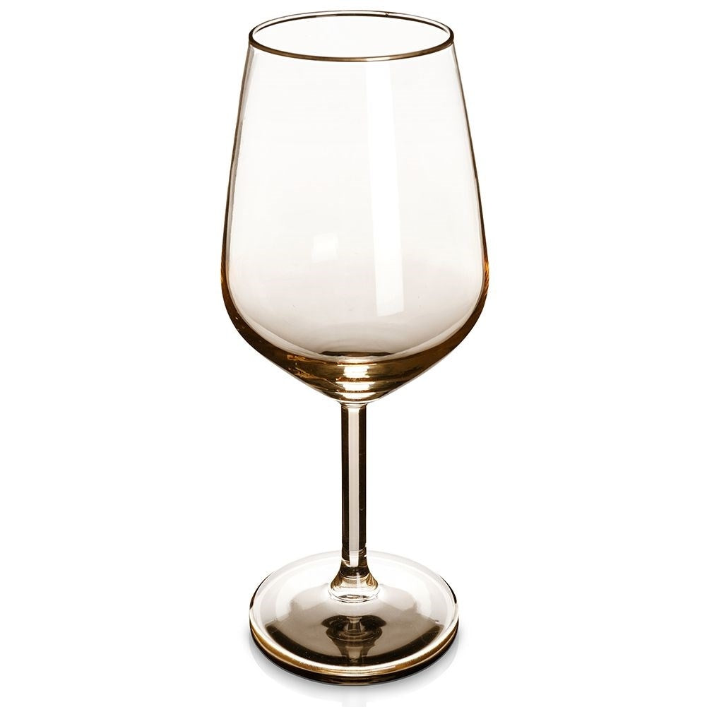 Elegant Vinglas i Bärnsten med Guldkant för Vitt & Rött Vin