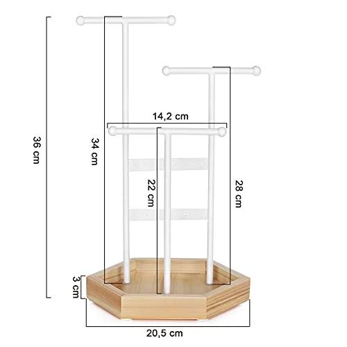 Elegant smykkeholder med trebunn og 16 hull