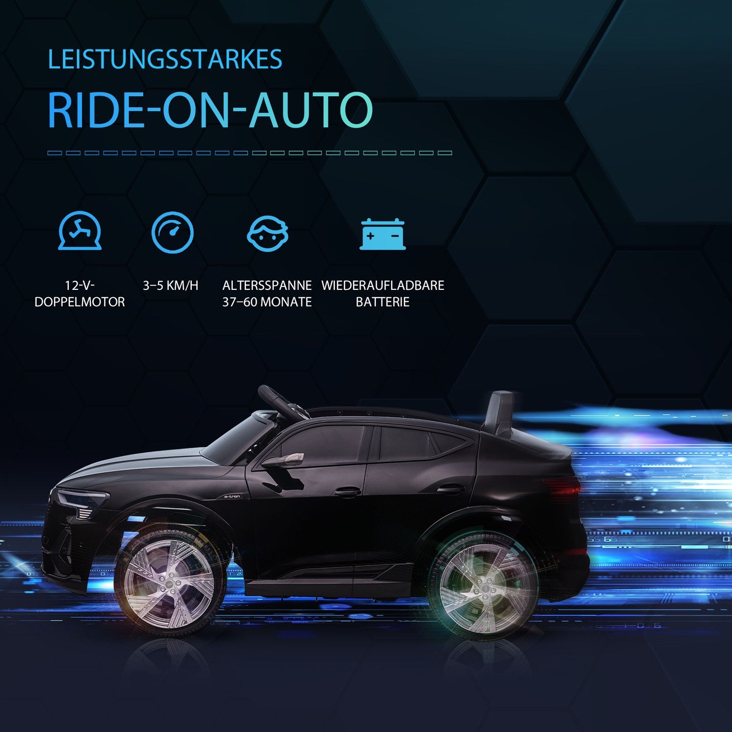 Elektrisk barnbil med fjärrkontroll, säkerhetsbälte och musik, 3-5 år