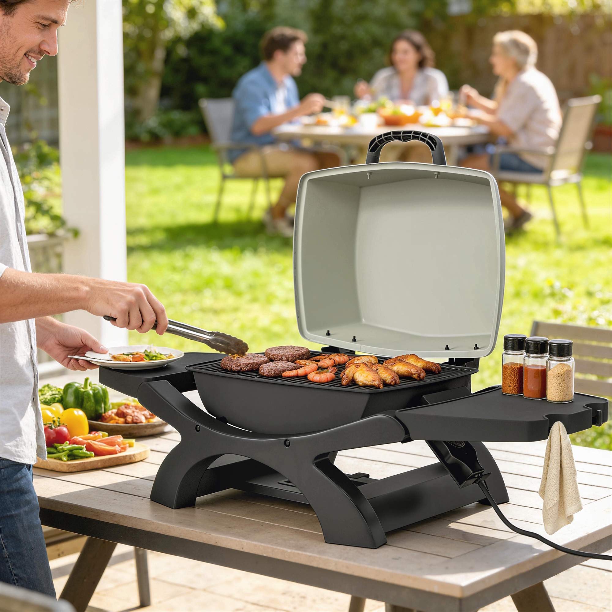 Elektrisk bordsgrill 2300W, Non-stick, Bärbar, 23x71 cm