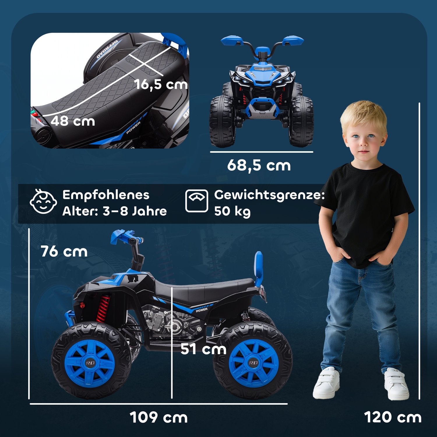 Elektrisk fyrhjuling för barn, 24V, 4 hjul, USB, MP3, 6,5 km/h