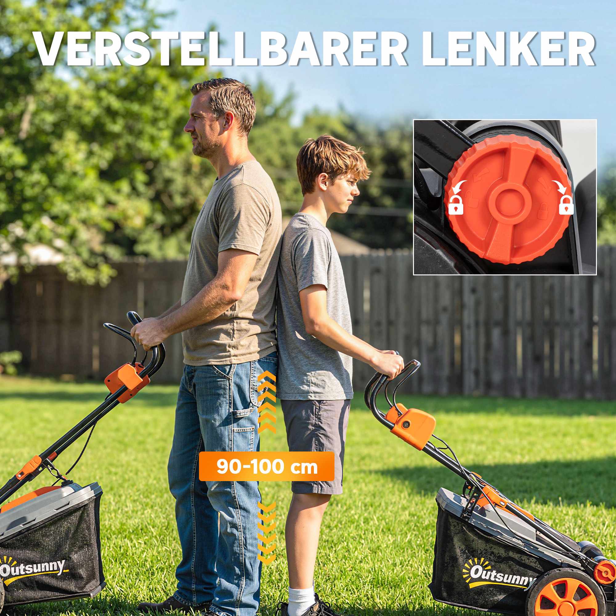 Elektrisk gräsklippare, 34 cm bred, 1200 W motor