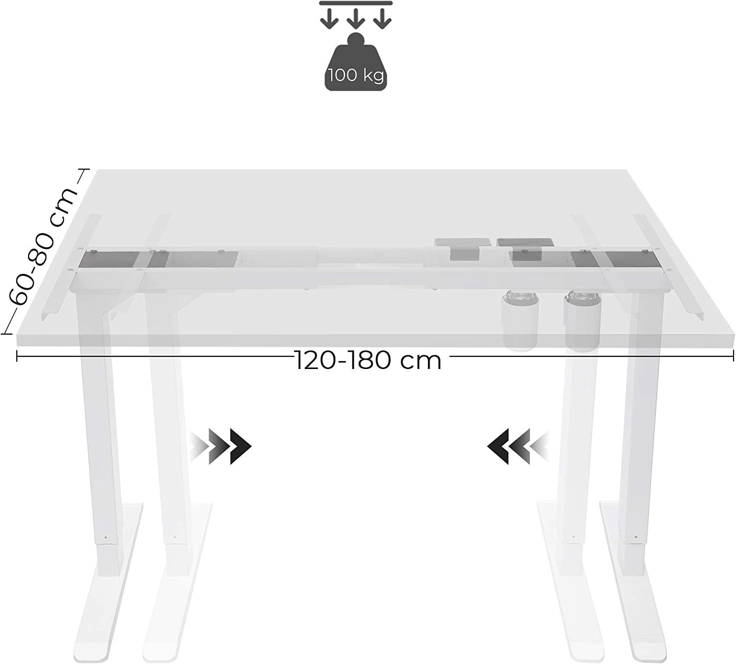 Elektrisk höjdjusterbar skrivbordsram, 71-112 cm, 100 kg belastning