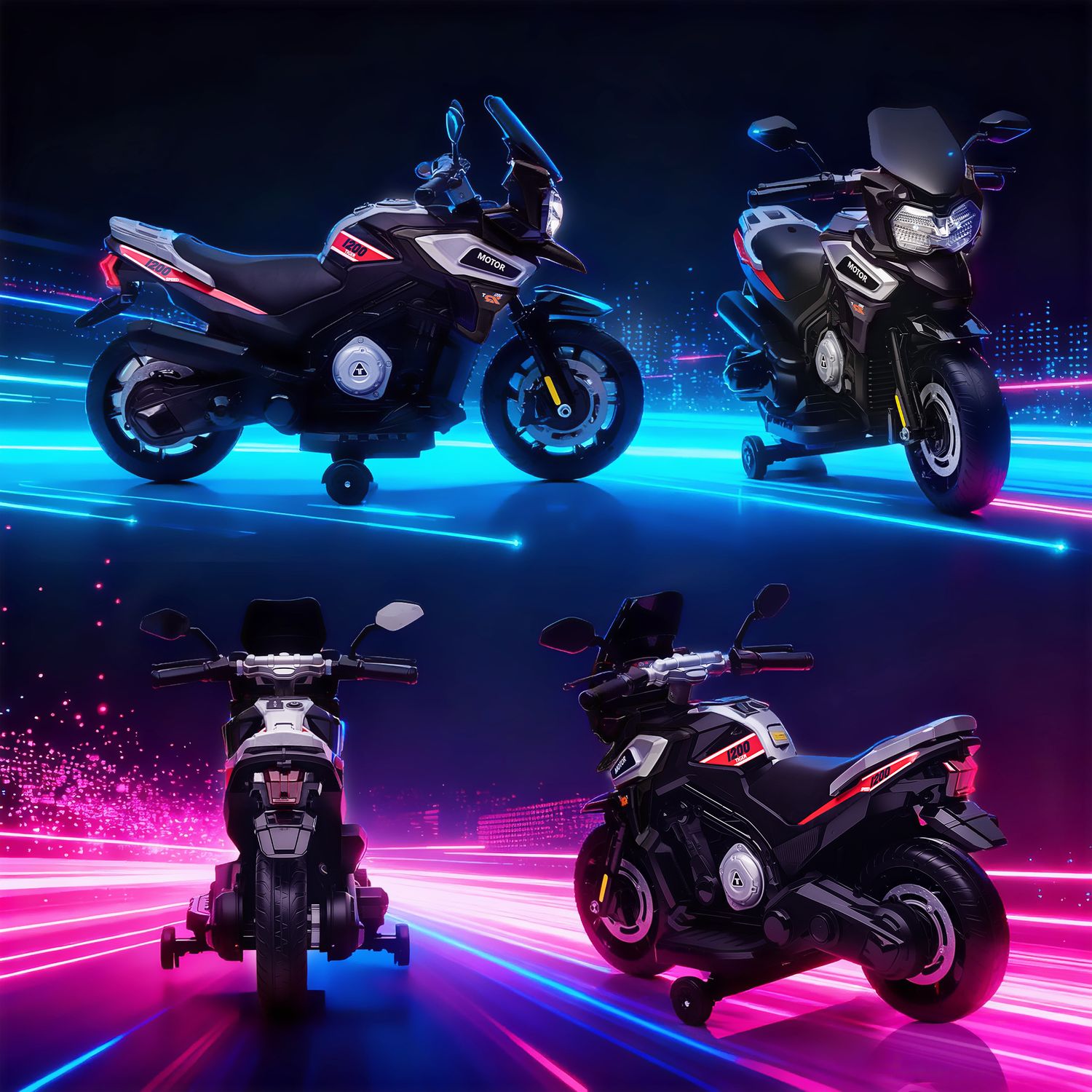 Elektrisk åkmotorcykel för barn, 18-36 månader, svart
