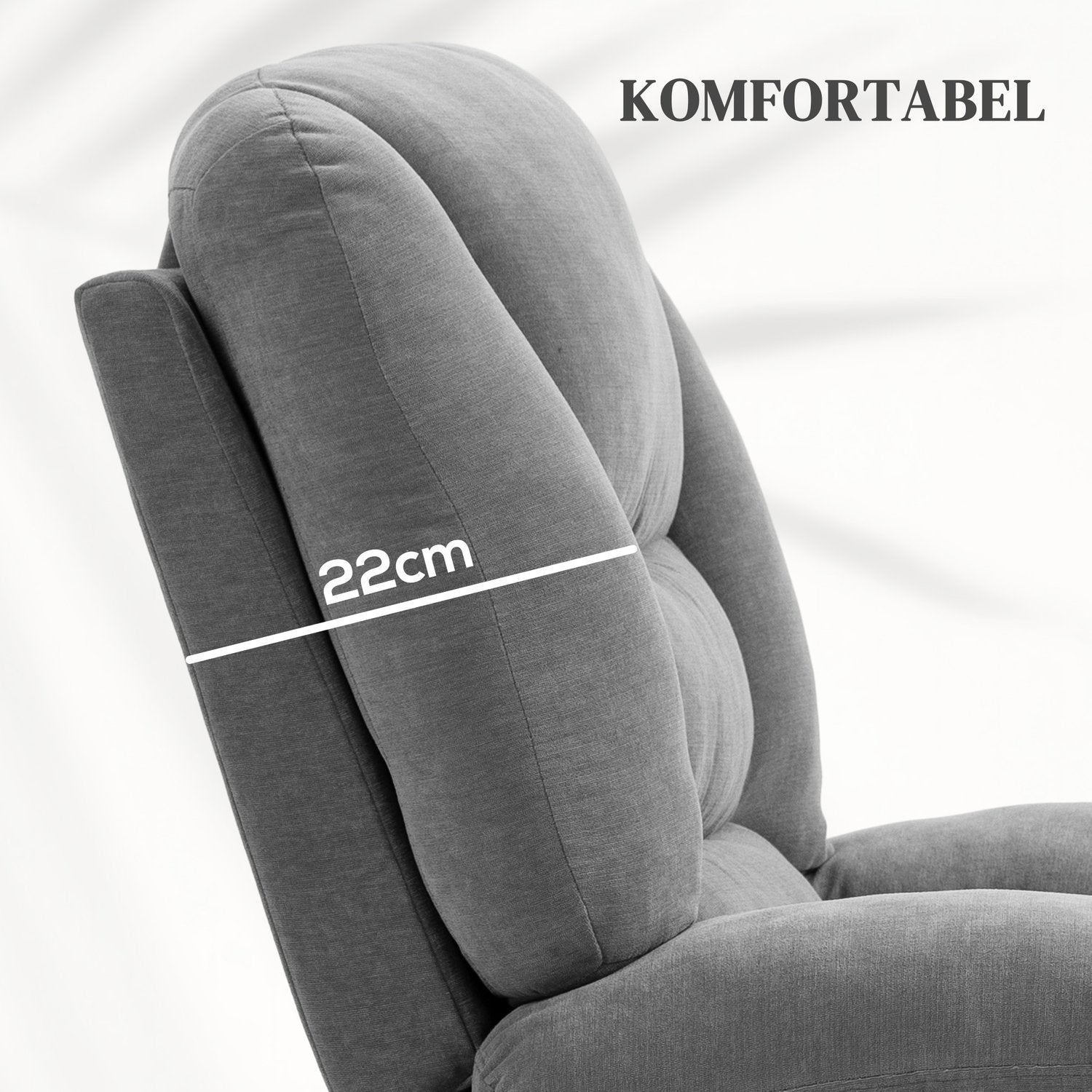 Elektrisk ligg-tv-fåtölj, värme & massage, mörkgrå