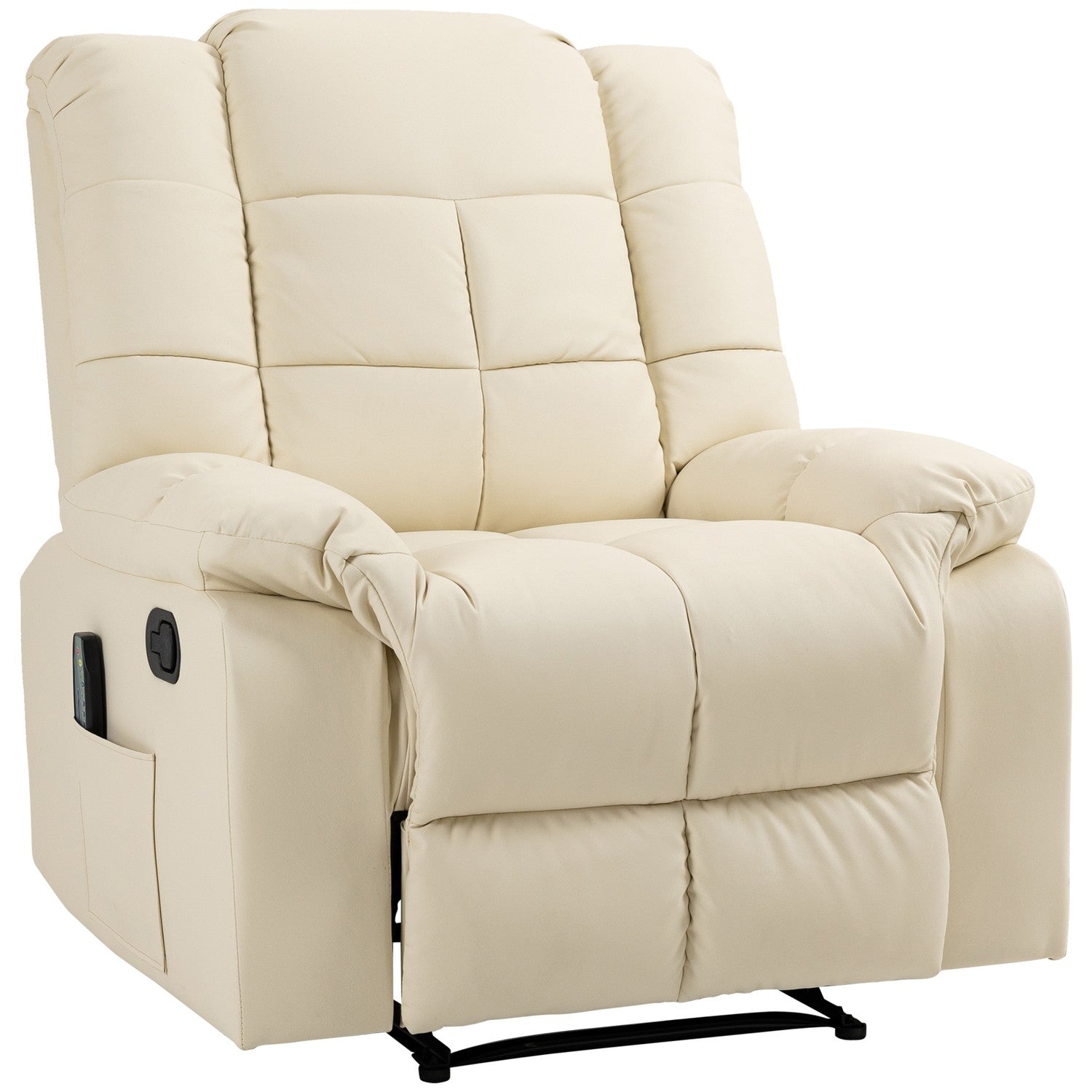 Elektrisk massagestol – konstläder, krämvit, 94x99x99 Cm
