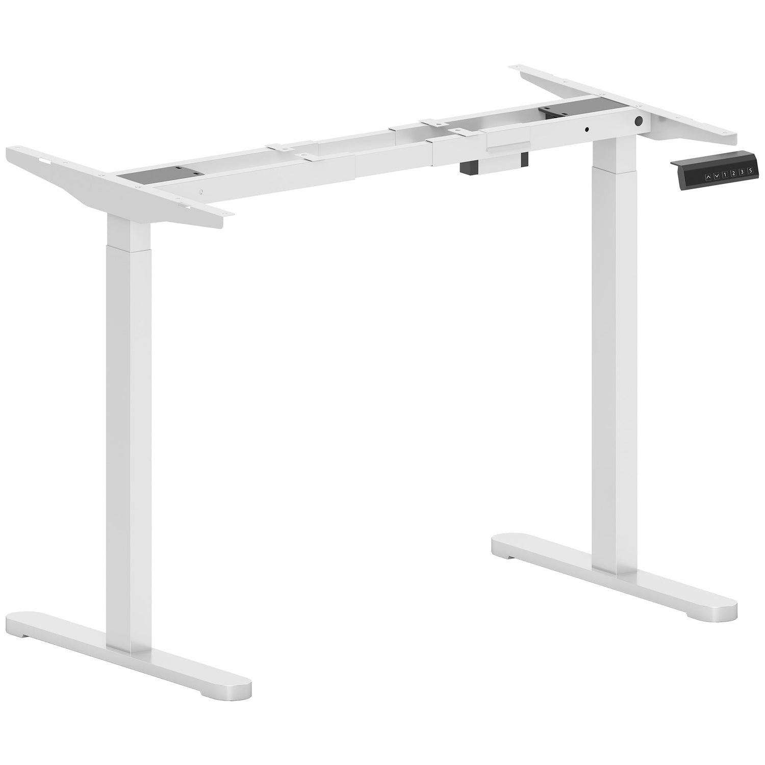 Elektrisk skrivbordsram, höj- och sänkbar, med minnesfunktion, stål, vit