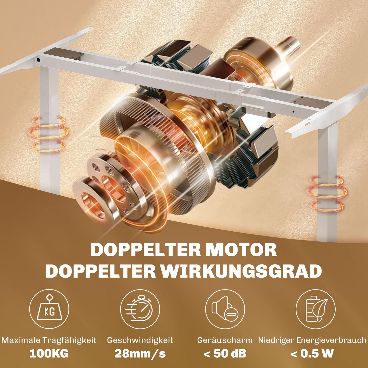 Elektrisk skrivbordsram, höj- och sänkbar, med minnesfunktion, stål, vit