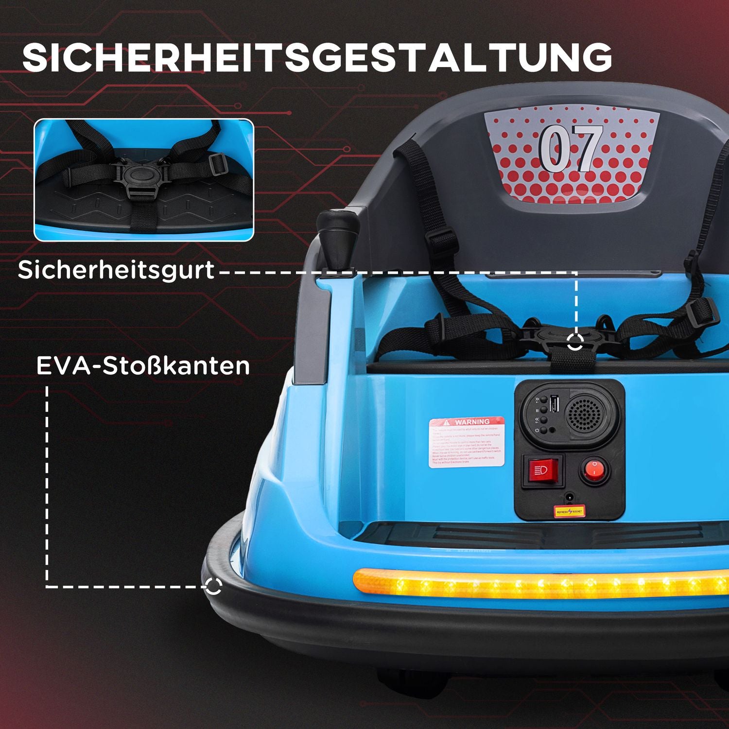 Elektrisk stötfångarbil för barn med 360° Spin & Lights