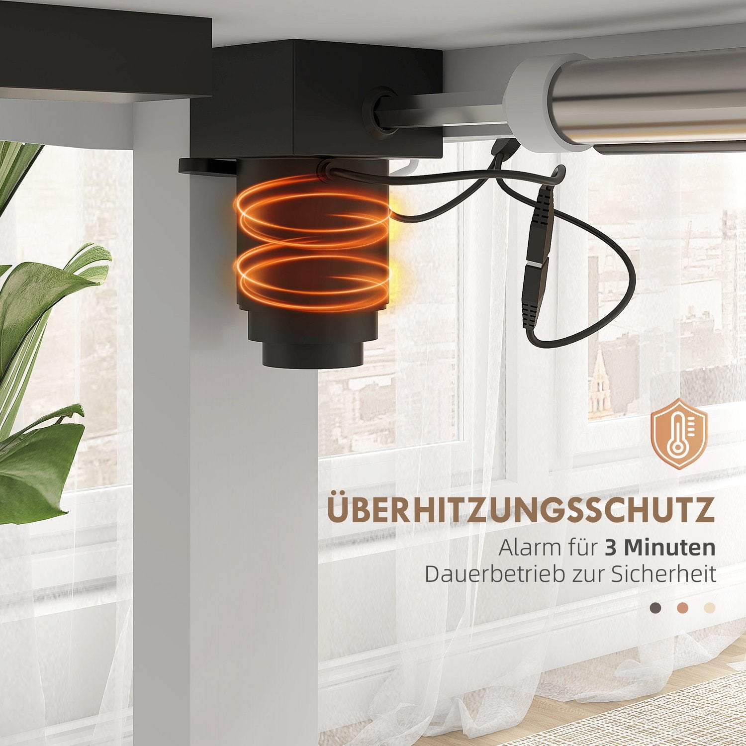 Elektriskt ståbord, justerbar höjd, 120x60cm, vit