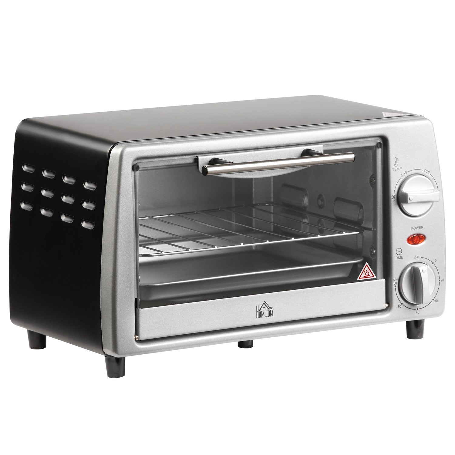 Elektrisk ugn 10L med justerbar temperatur, timer & grill