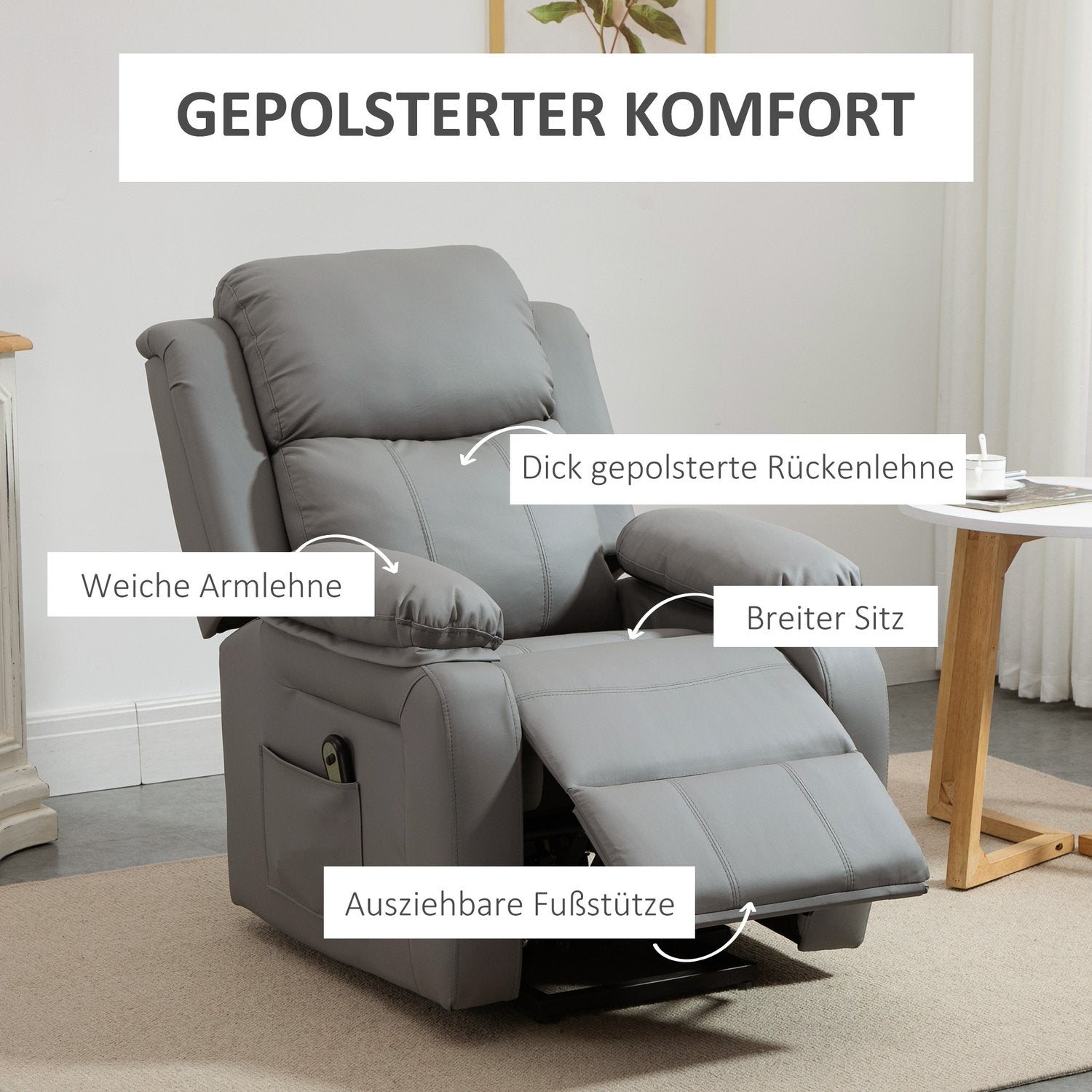 Elektrisk vilstol med hiss, konstläder, grå