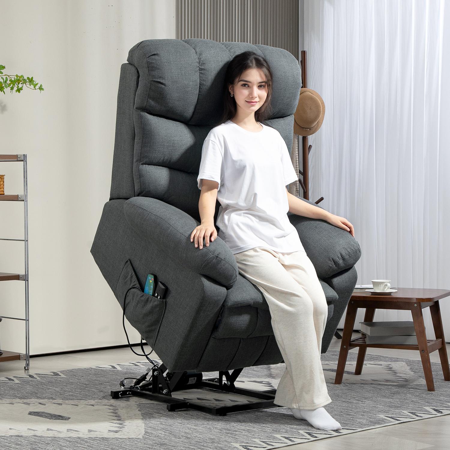 Elektrisk vilstol med hiss, massage, mörkgrå tyg