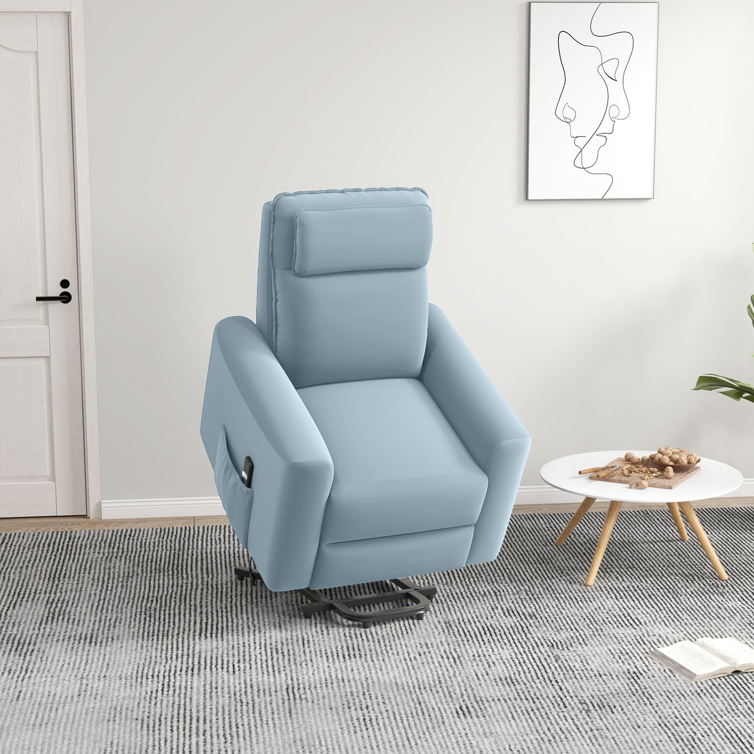 Elektrisk vilstol med ståhjälp, sammet, vadderad