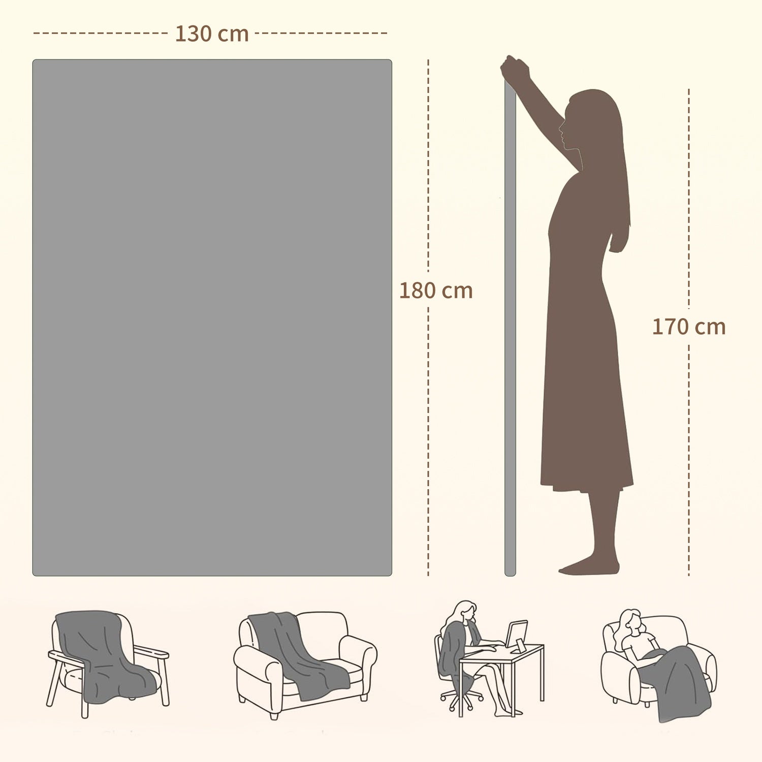 Elektrisk värmefilt 180x130 cm, 10 värmenivåer, timer
