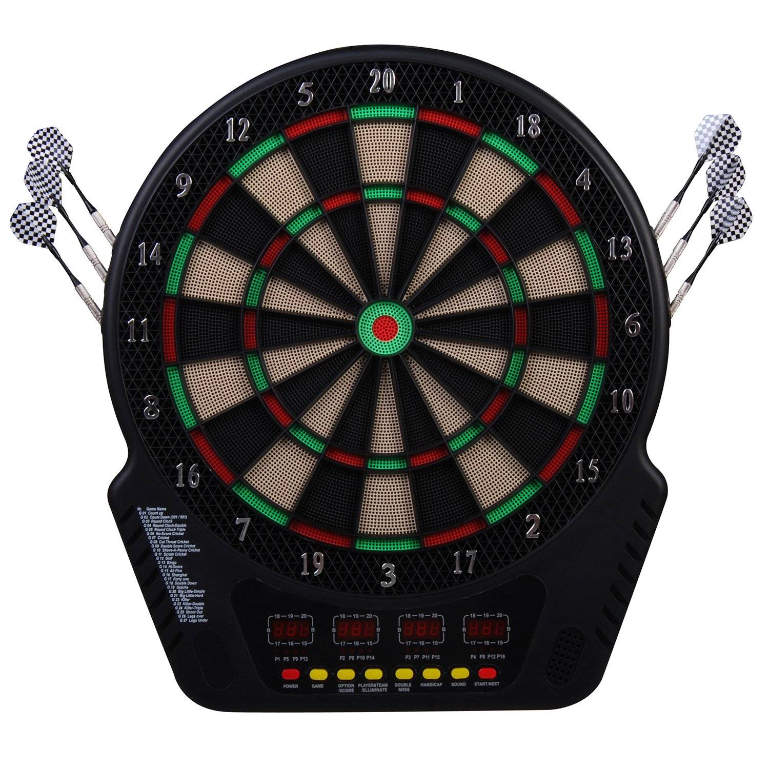 Elektronisk darttavla, 27 spel, 16 spelare, 6 dart