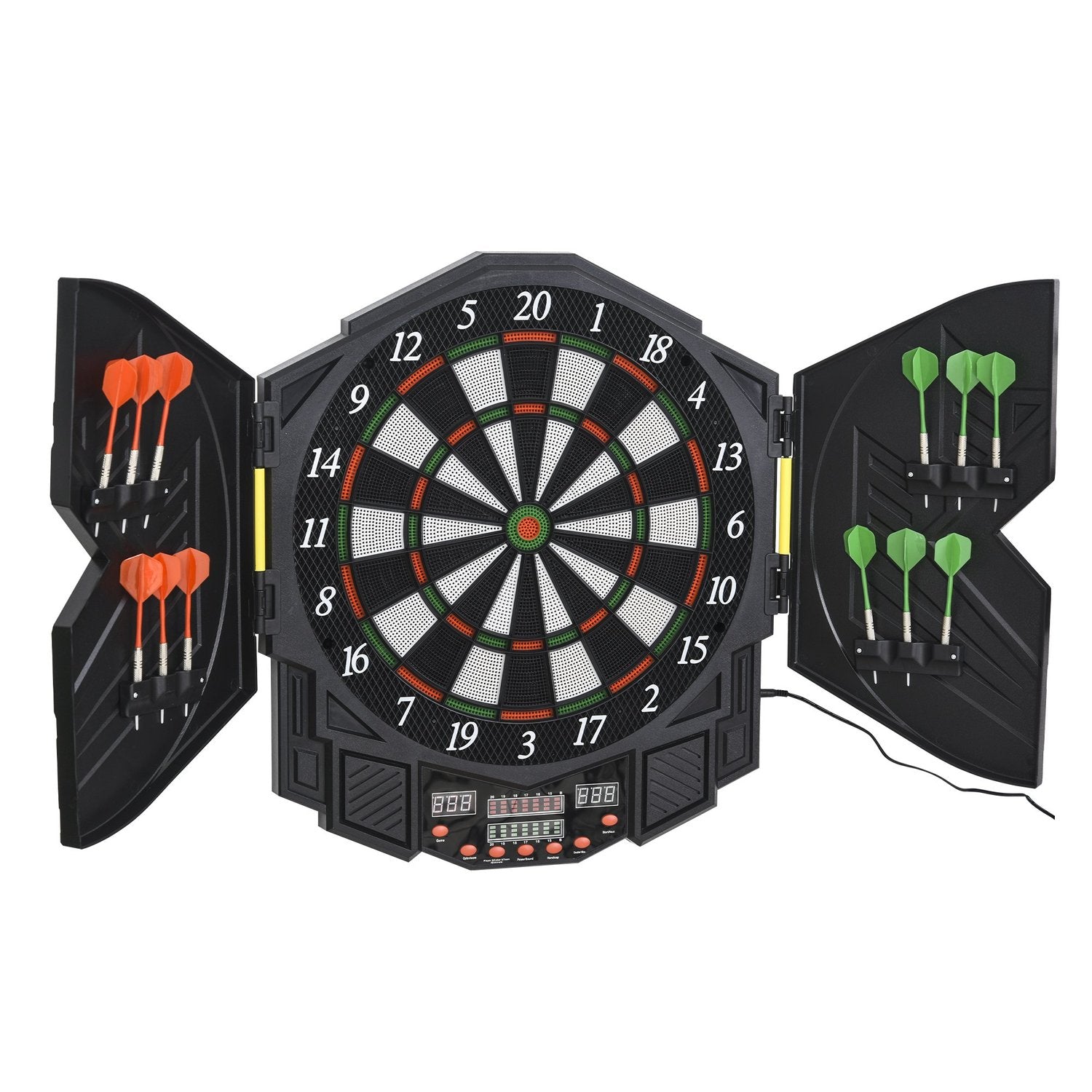 Elektroniskt dartskåp, 216 spel, 12 dart, ABS-PP